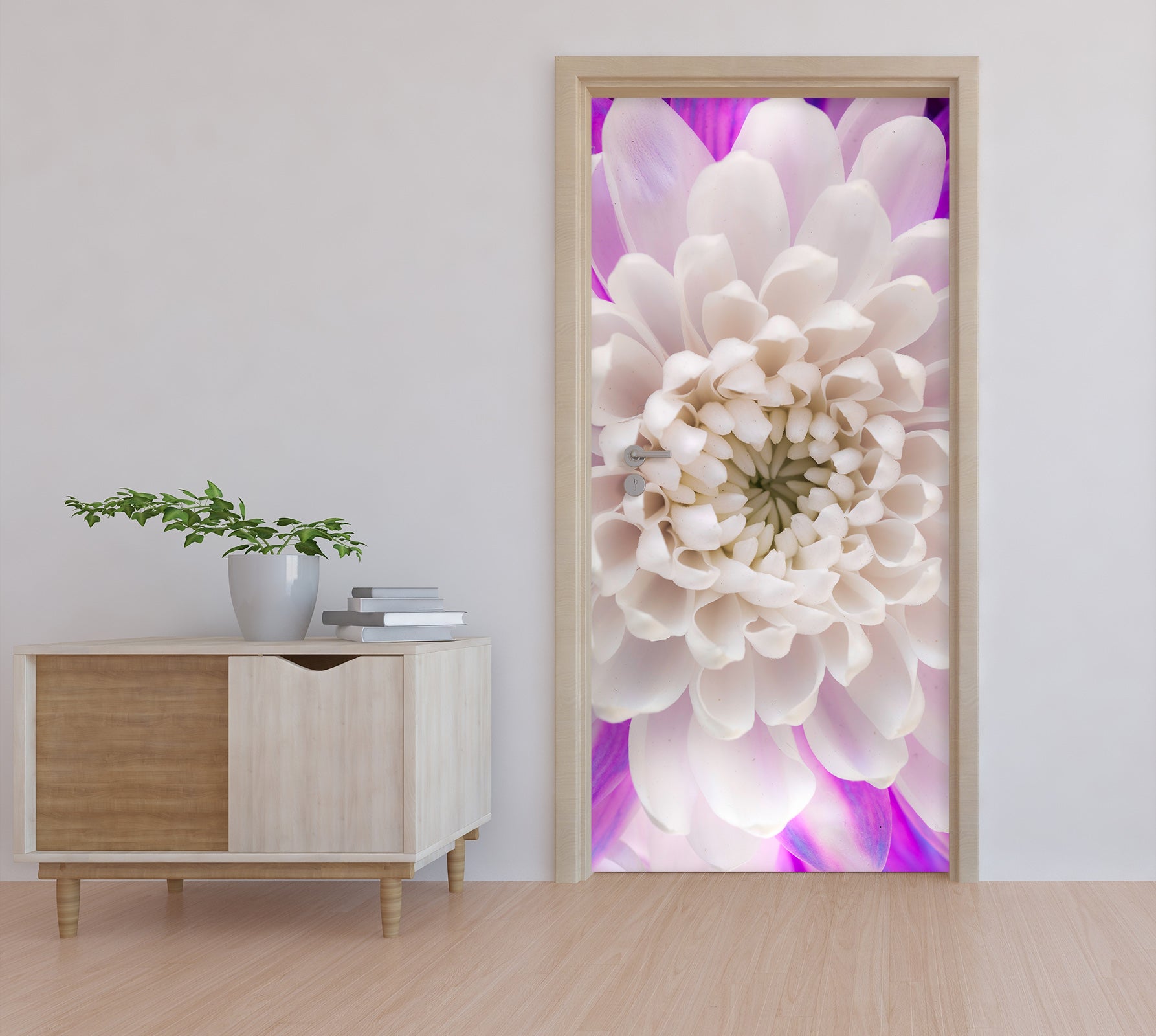 3D White Chrysanthemum 10715 Assaf Frank Door Mural