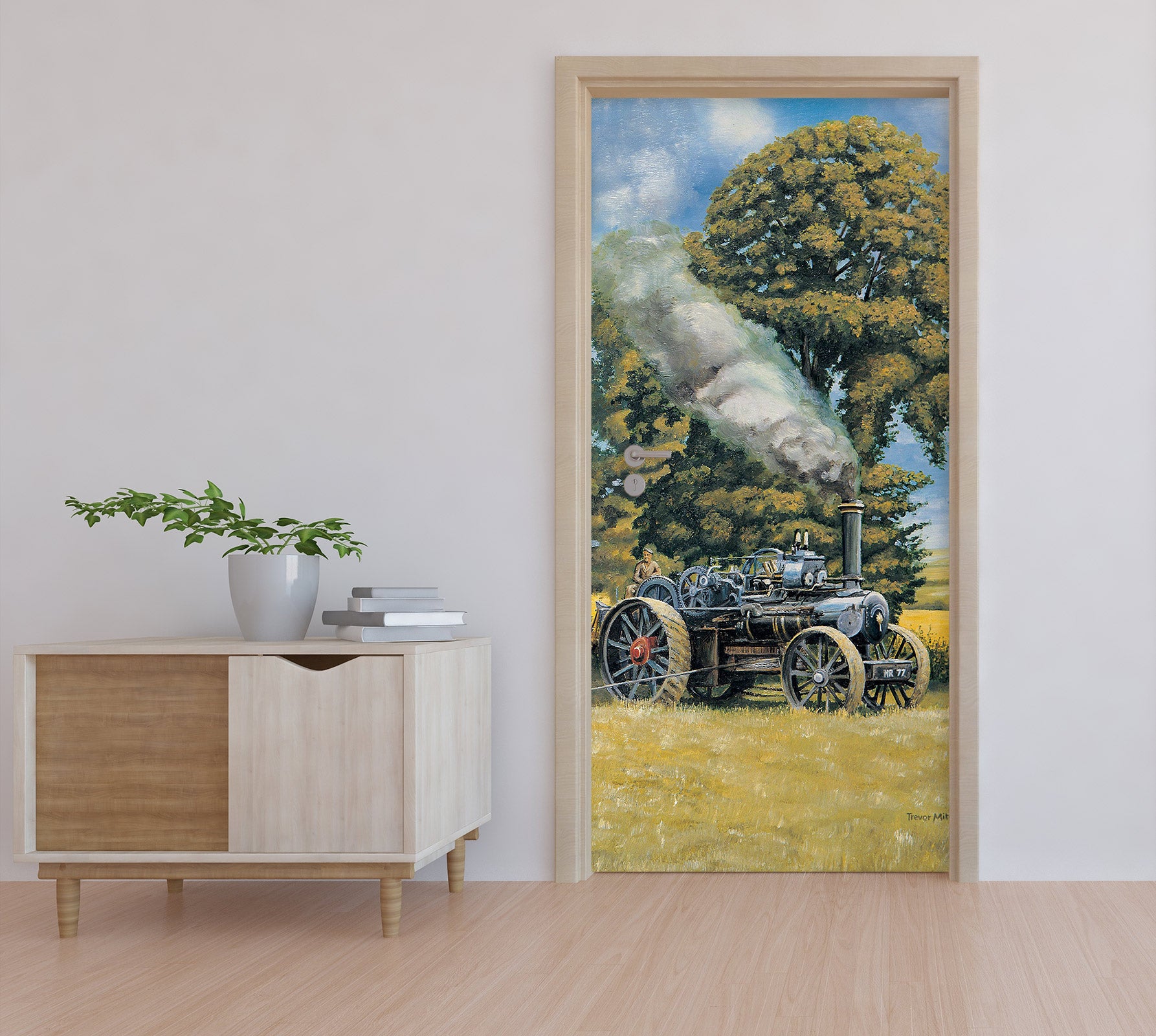 3D Car Tree Wheat 10375 Trevor Mitchell Door Mural