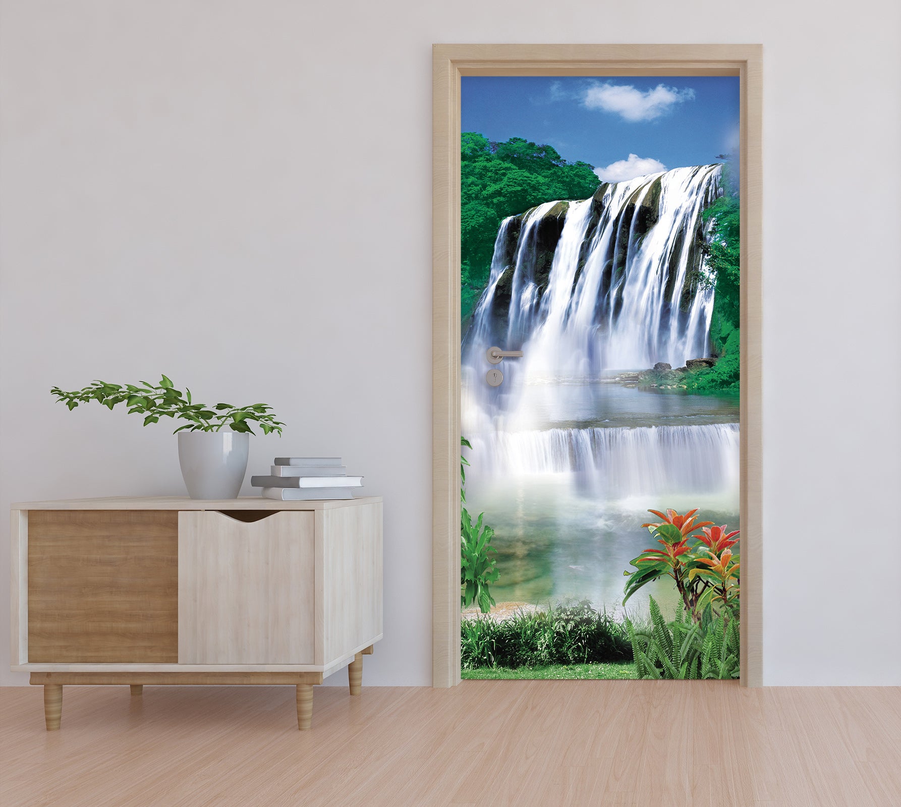 3D Waterfall River Flower 250 Door Mural