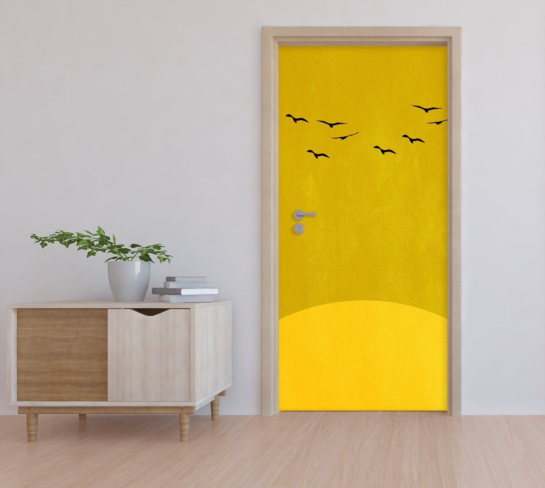3D Yellow Geese 10143 Boris Draschoff Door Mural