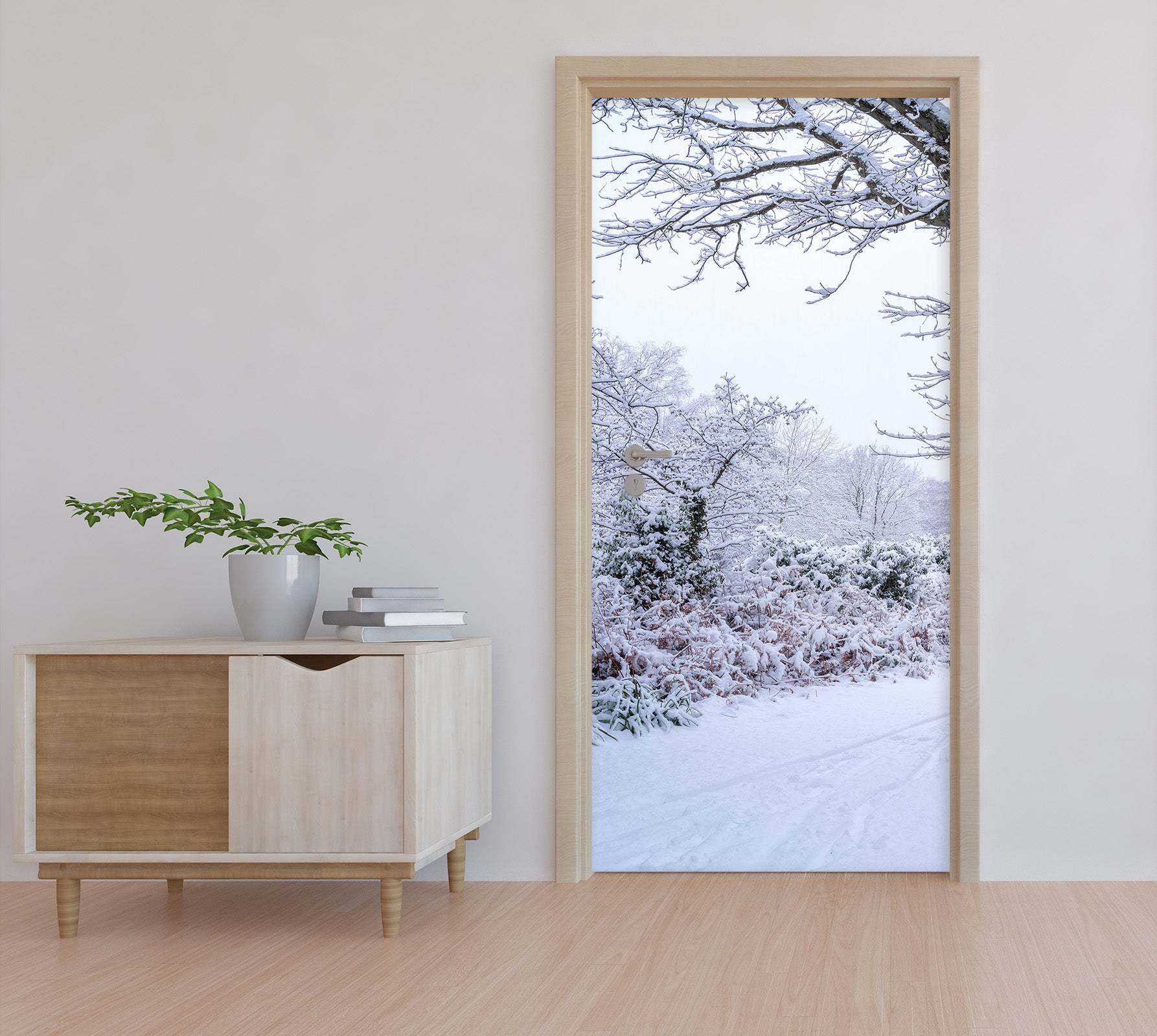 3D Snow Grass Trees 106204 Assaf Frank Door Mural