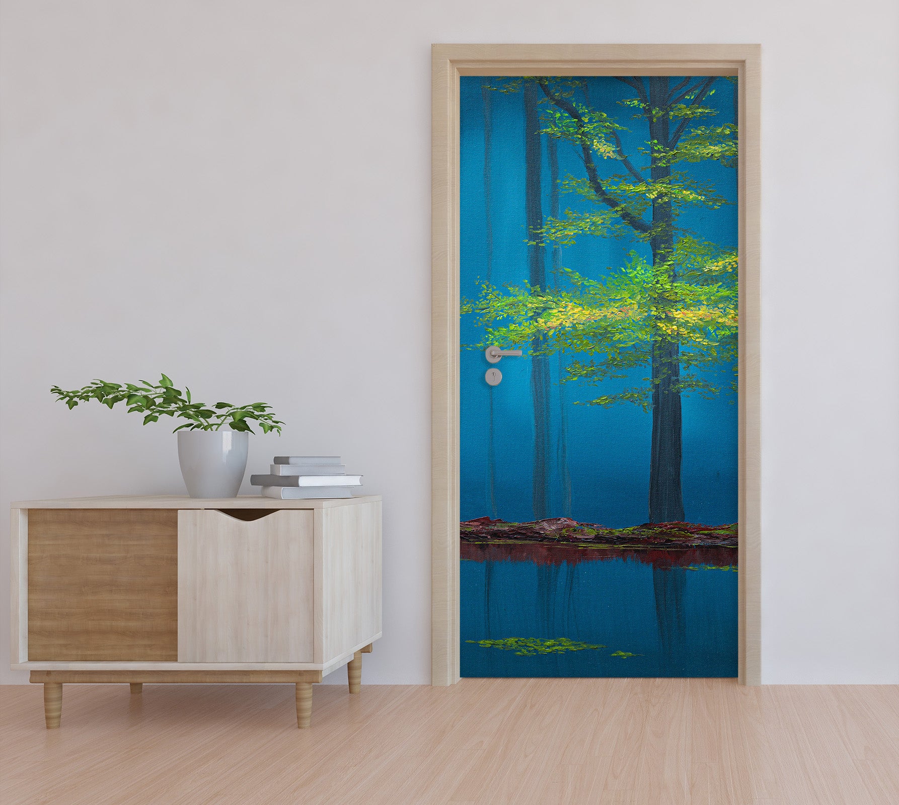 3D Night Tree Pattern 9436 Marina Zotova Door Mural