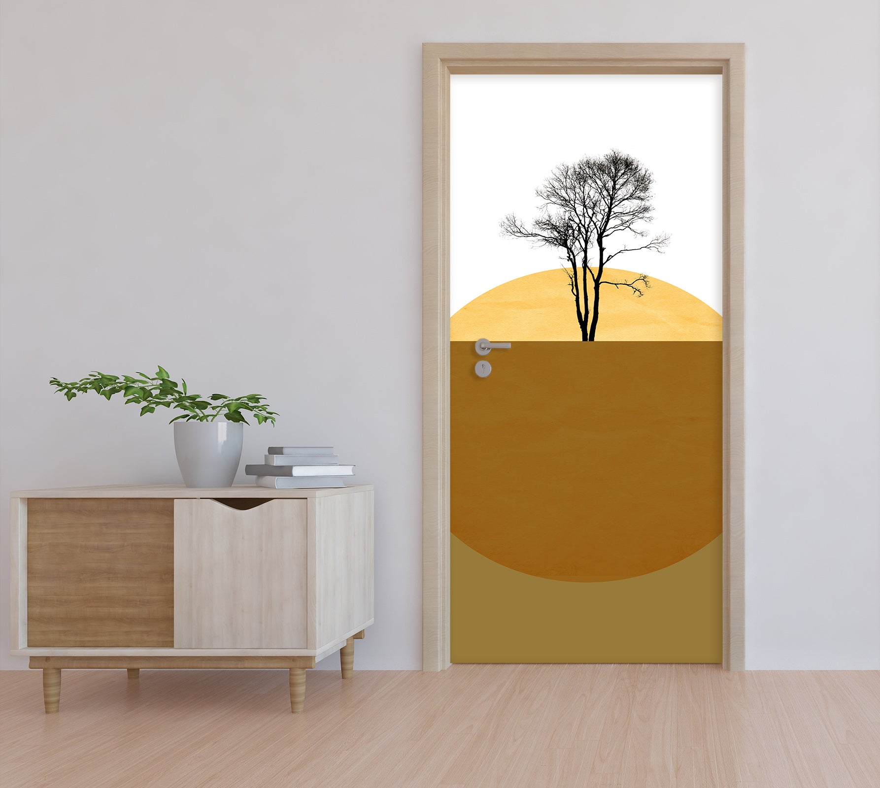3D Yellow Round Tree 10136 Boris Draschoff Door Mural