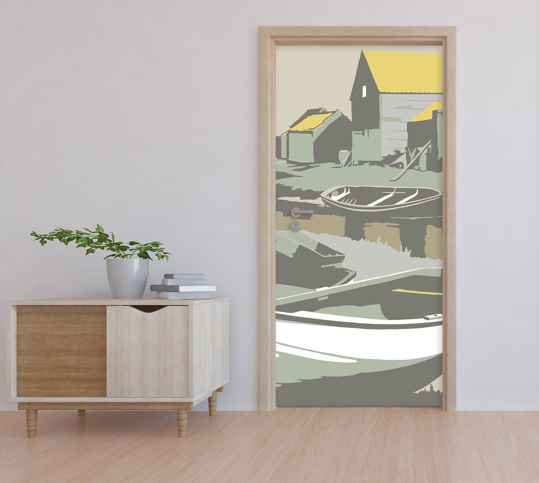 3D Shore Boat House 9276 Steve Read Door Mural