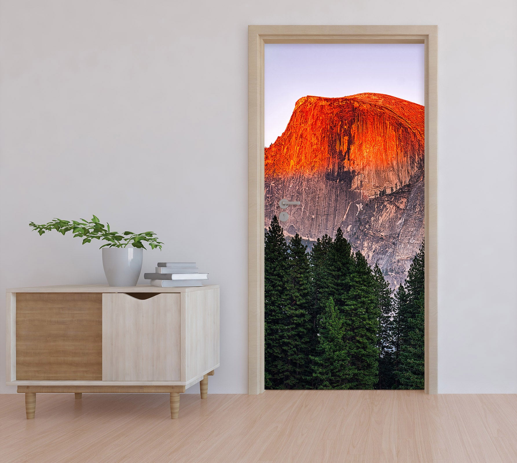 3D Red Mountain Forest 122160 Marco Carmassi Door Mural