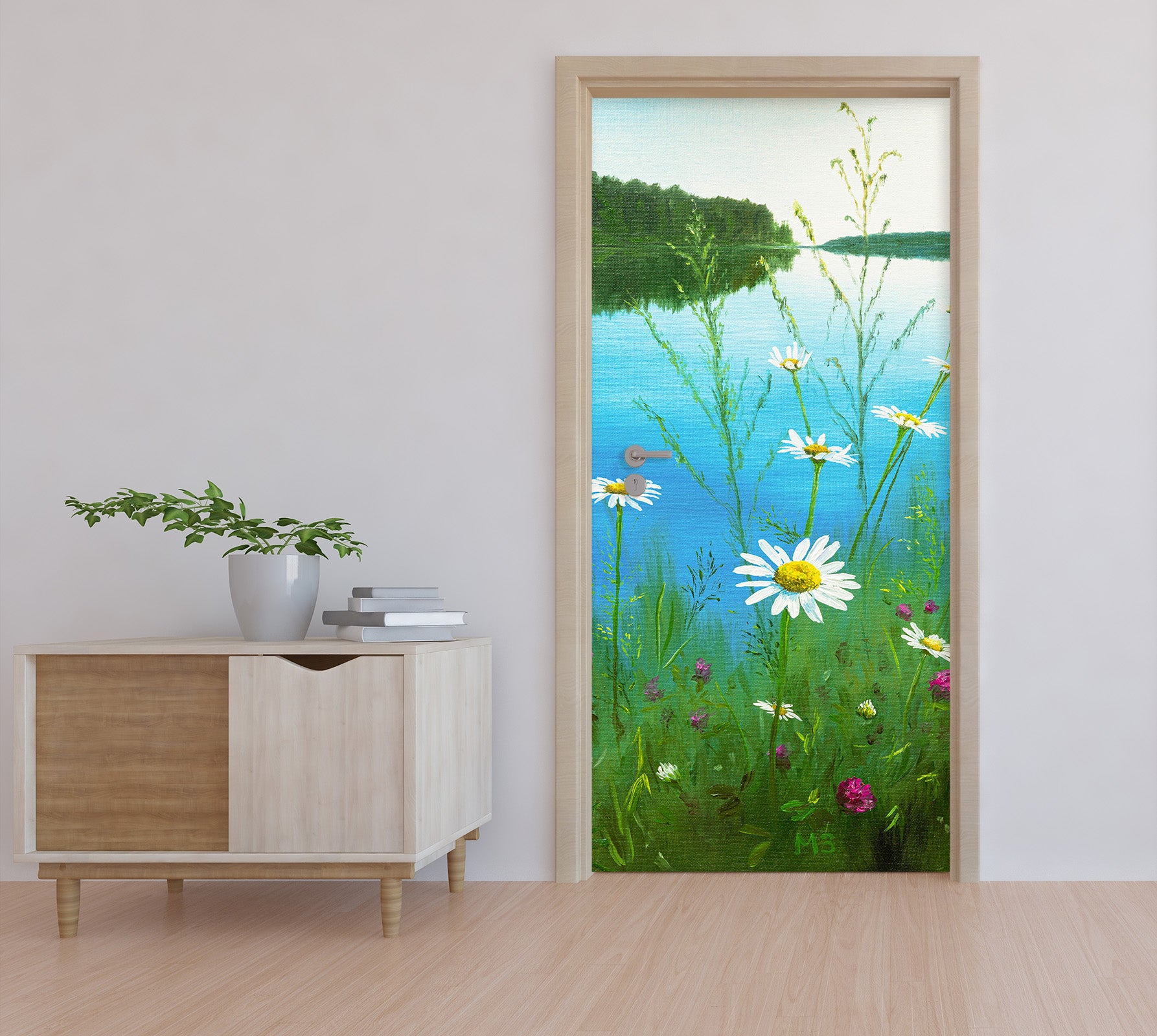 3D Riverside Grass 9430 Marina Zotova Door Mural