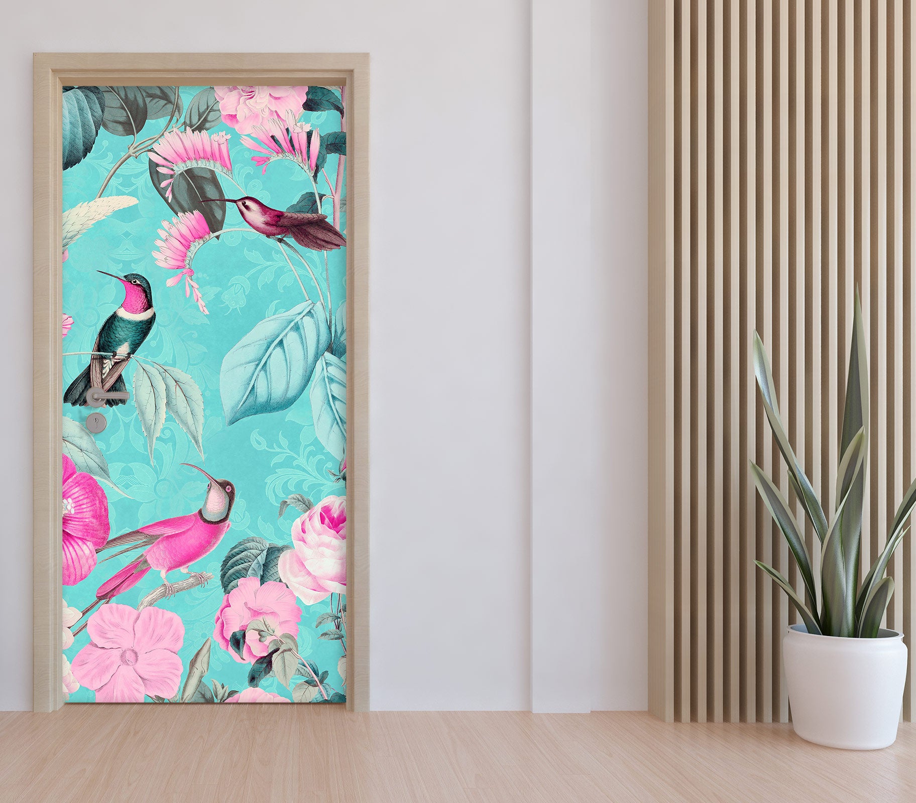 3D Flowers Pink Bird 118142 Andrea Haase Door Mural