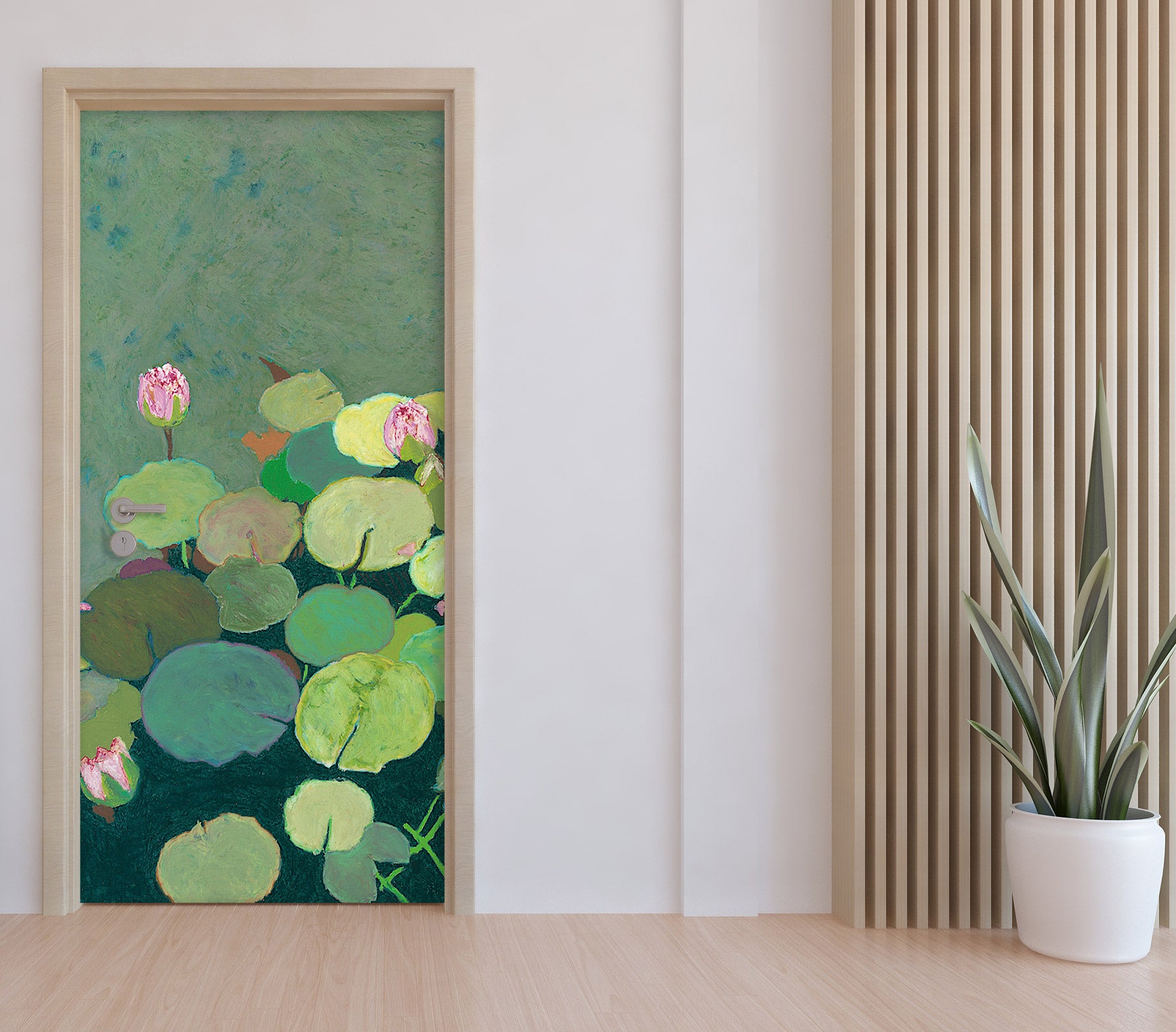 3D Pink Lotus Leaf 93220 Allan P. Friedlander Door Mural