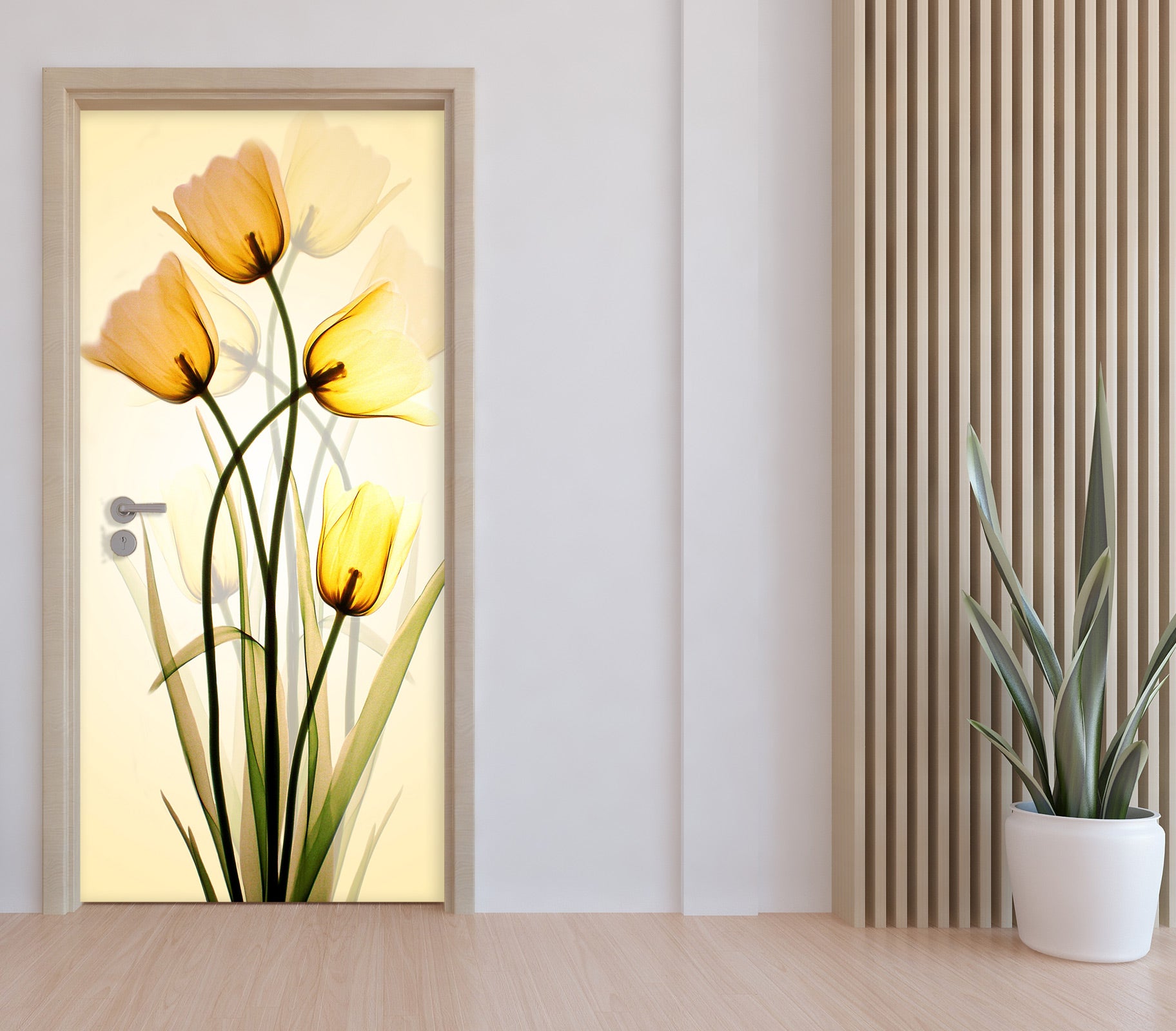 3D Yellow Tulip 061 Door Mural