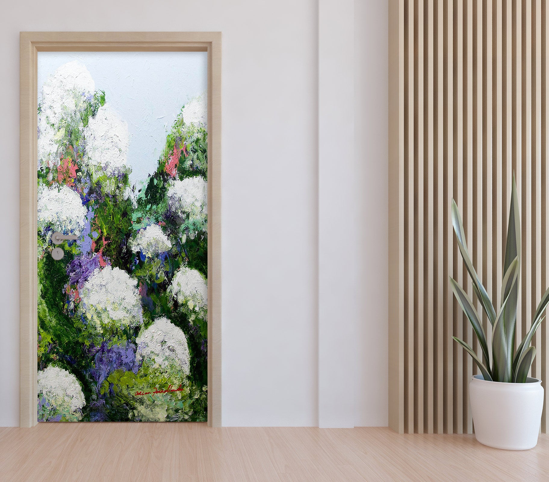 3D Painting White Flowers 93209 Allan P. Friedlander Door Mural