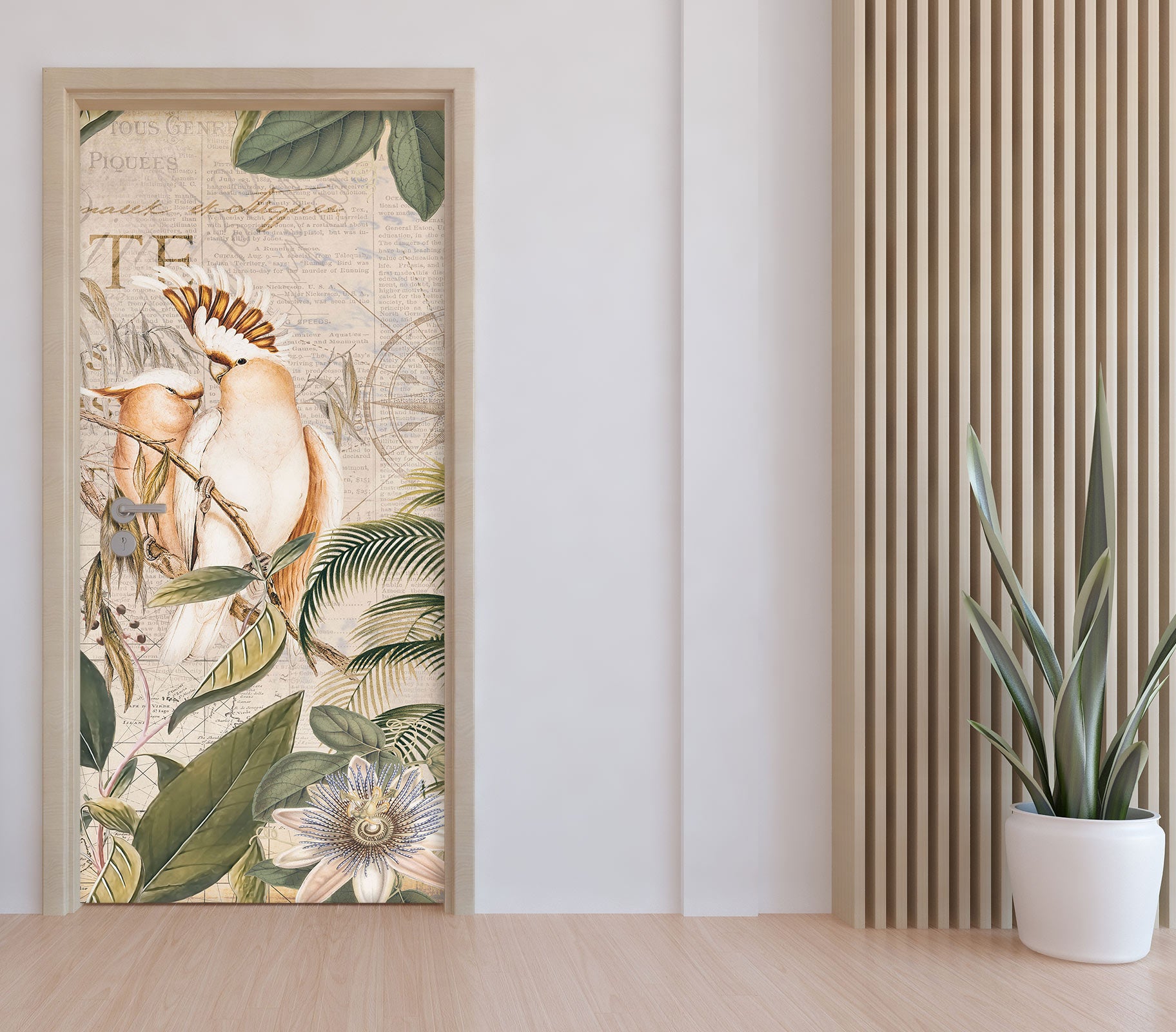 3D Parrot Branch Leaf 11952 Andrea Haase Door Mural