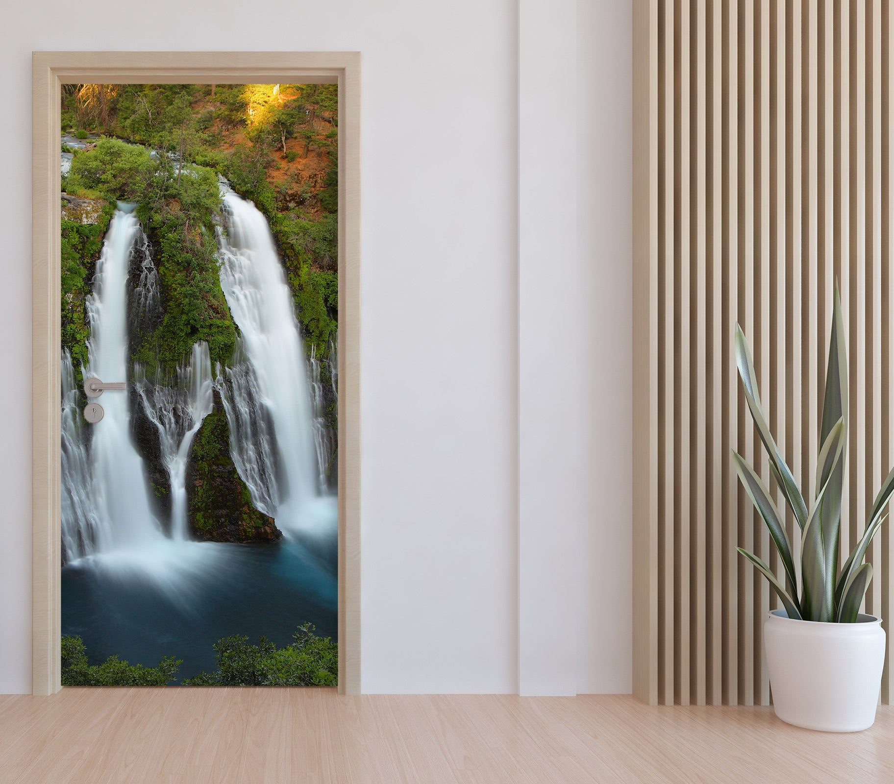 3D Forest Waterfall 184 Door Mural