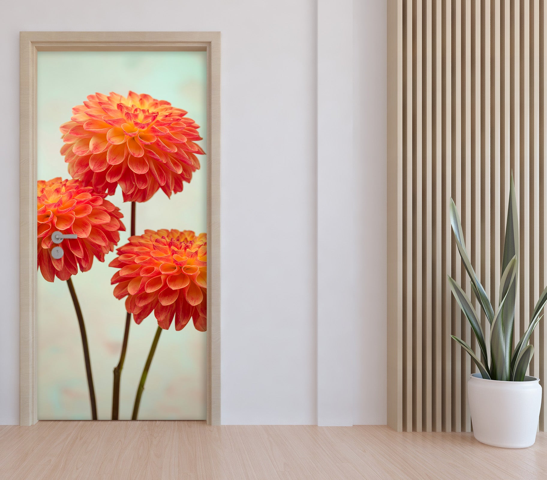 3D Red Round Flowers 10689 Assaf Frank Door Mural