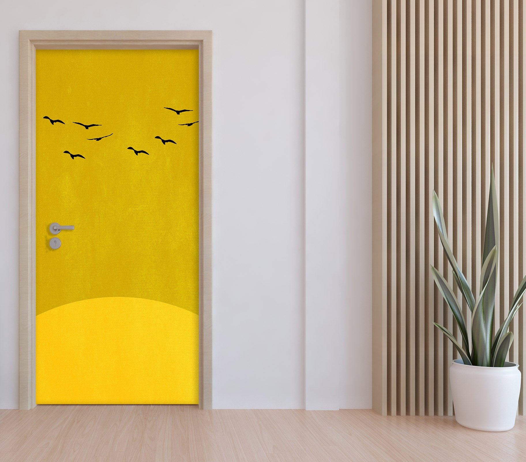 3D Yellow Geese 10143 Boris Draschoff Door Mural