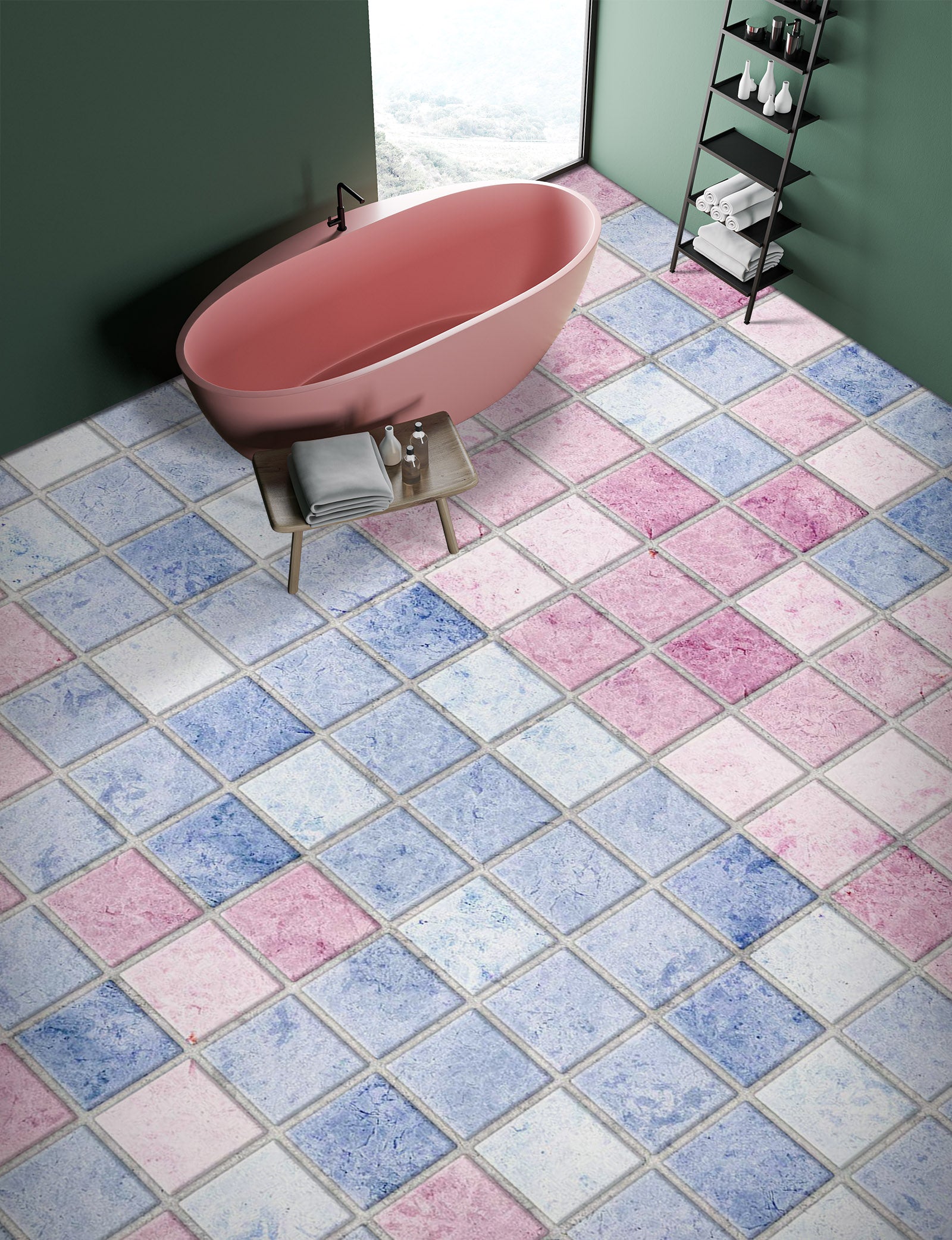 3D Pink And Purple Squares 924 Floor Mural  Wallpaper Murals Rug & Mat Print Epoxy waterproof bath floor