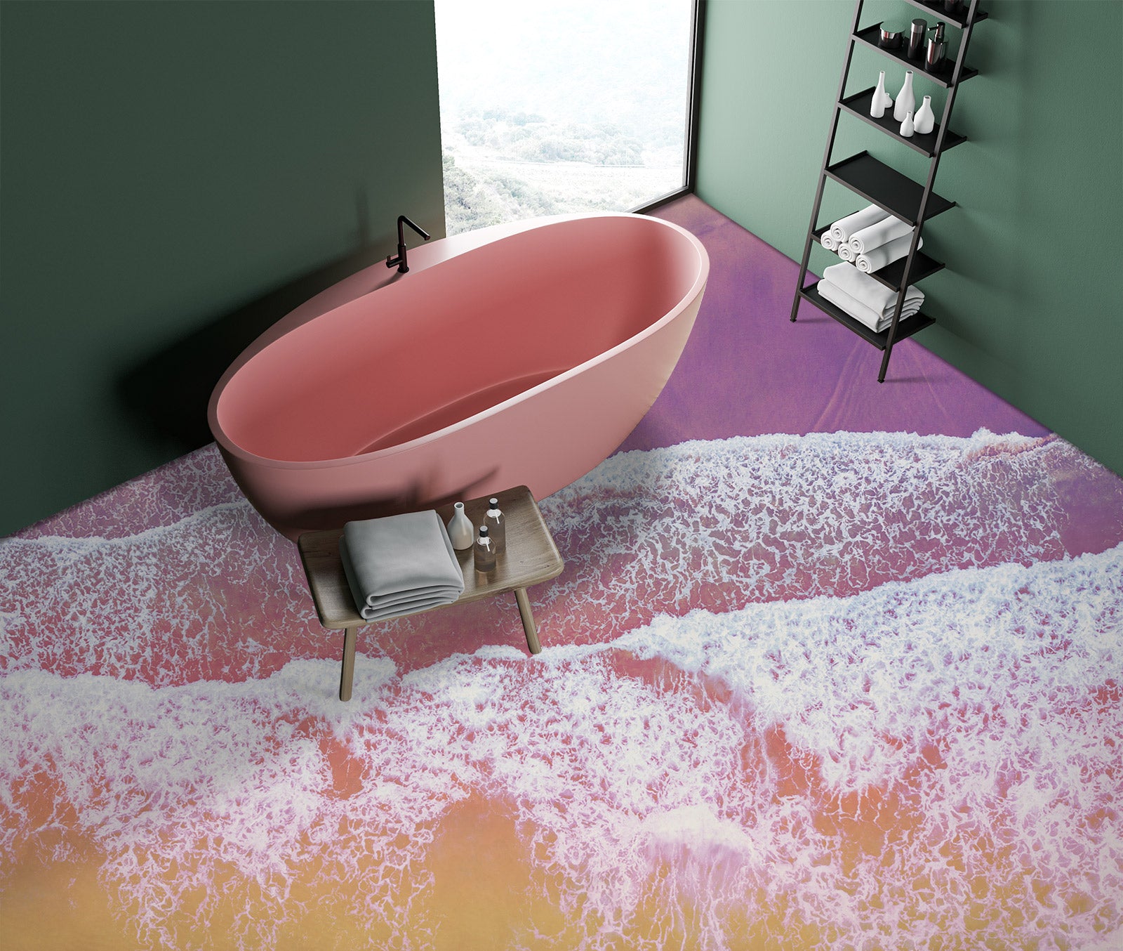 3D Dreamy Purple Sea 489 Floor Mural  Wallpaper Murals Rug & Mat Print Epoxy waterproof bath floor