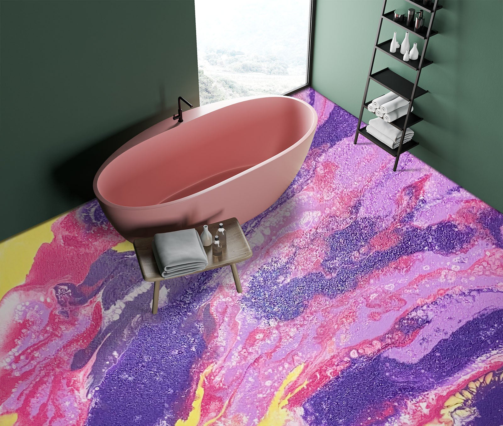 3D Purple Pink Pattern 98193 Valerie Latrice Floor Mural  Wallpaper Murals Self-Adhesive Removable Print Epoxy