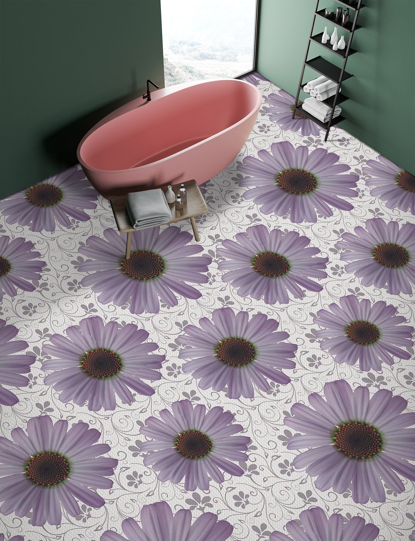 3D Purple Chrysanthemum 795 Floor Mural  Wallpaper Murals Rug & Mat Print Epoxy waterproof bath floor