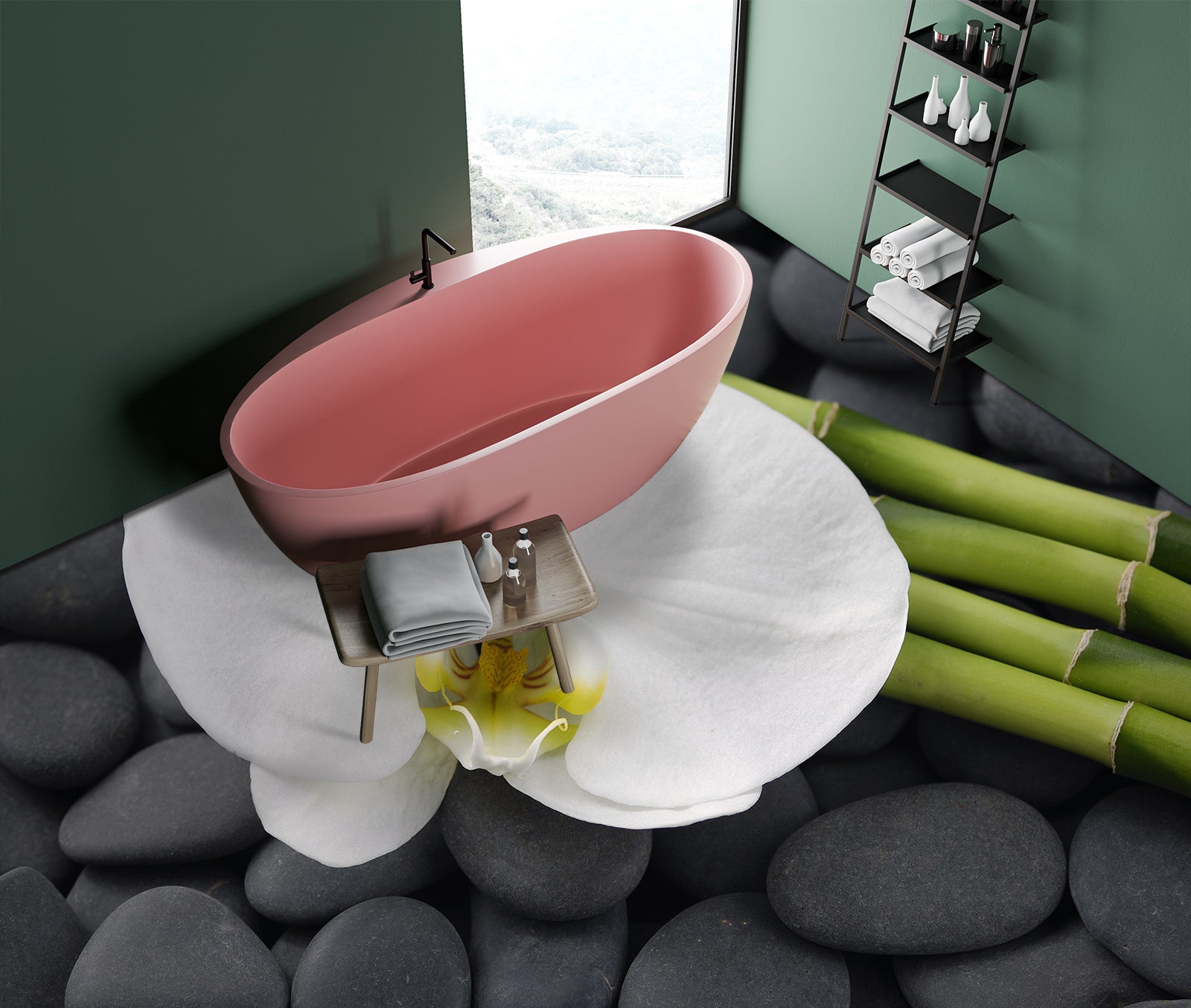 3D White Phalaenopsis 1517 Floor Mural  Wallpaper Murals Self-Adhesive Removable Print Epoxy