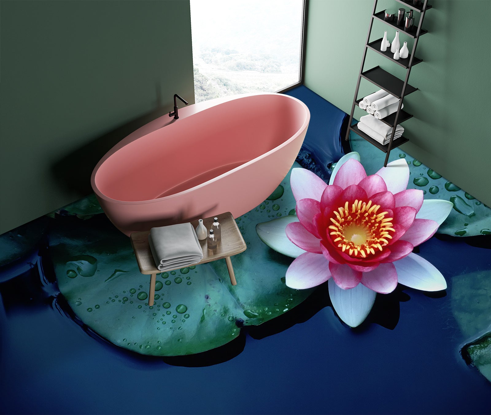 3D Delicate Water Lily 1482 Floor Mural  Wallpaper Murals Self-Adhesive Removable Print Epoxy