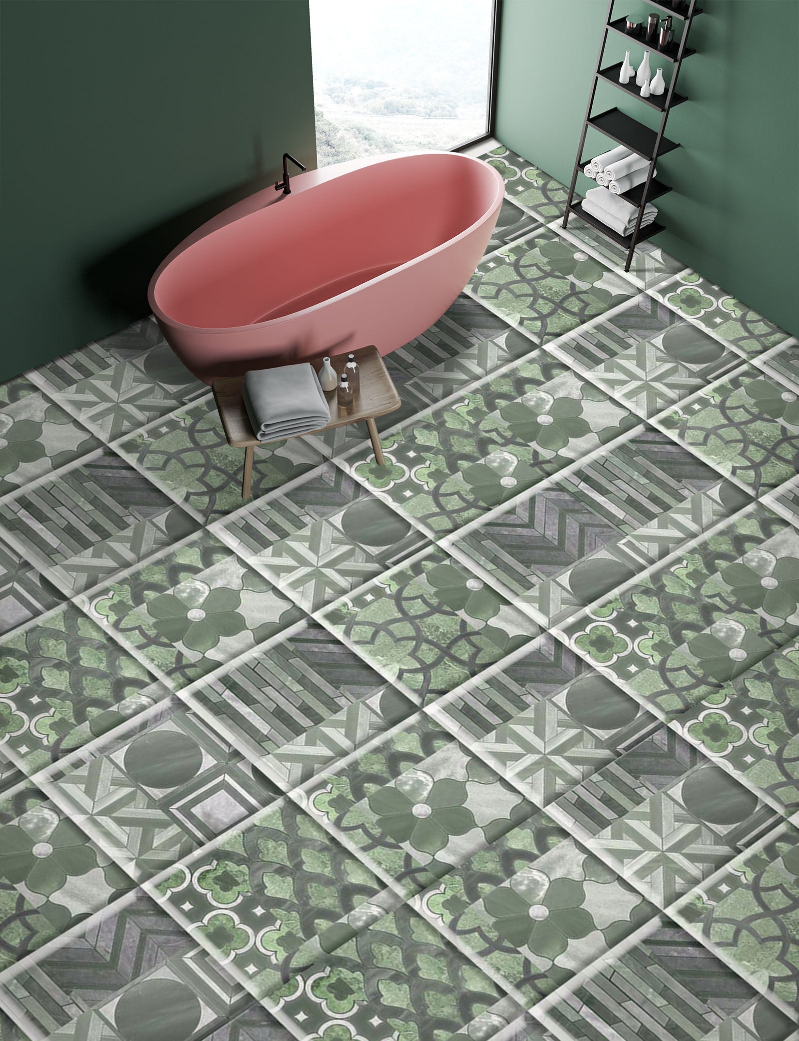 3D Calm Green Pattern 991 Floor Mural  Wallpaper Murals Self-Adhesive Removable Print Epoxy