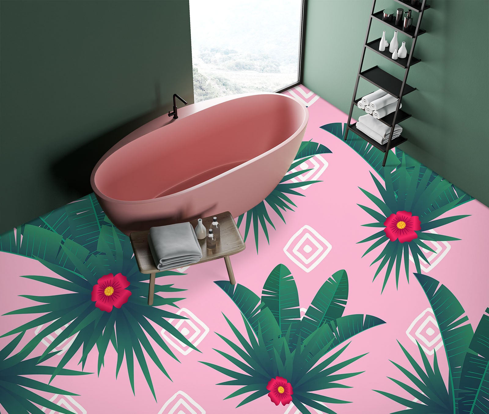 3D Distinct Red Flowers 1282 Floor Mural  Wallpaper Murals Self-Adhesive Removable Print Epoxy