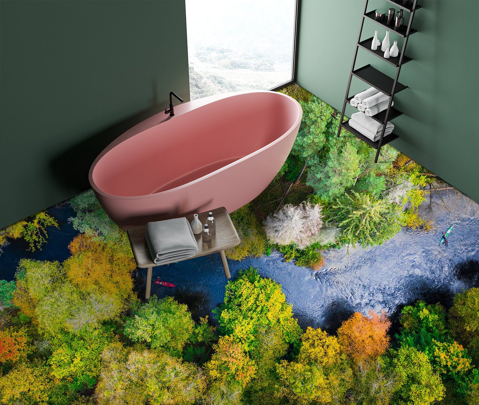 3D Light Purple River 443 Floor Mural  Wallpaper Murals Rug & Mat Print Epoxy waterproof bath floor