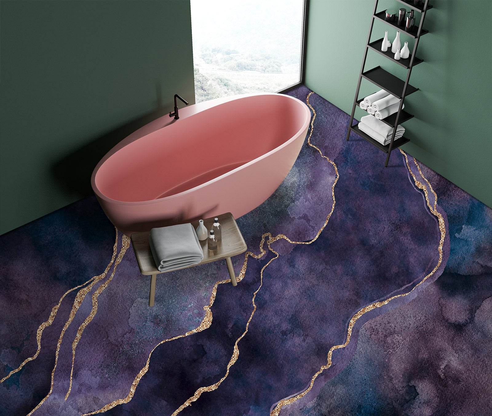 3D Purple Pattern Phnom Penh 102132 Andrea Haase Floor Mural  Wallpaper Murals Self-Adhesive Removable Print Epoxy
