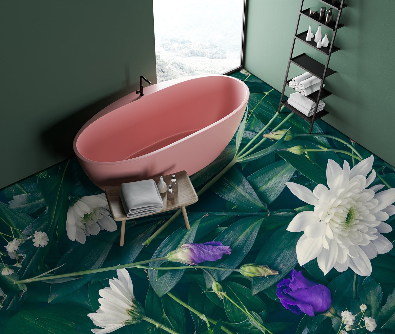 3D Memory Of White Flowers 563 Floor Mural  Wallpaper Murals Rug & Mat Print Epoxy waterproof bath floor