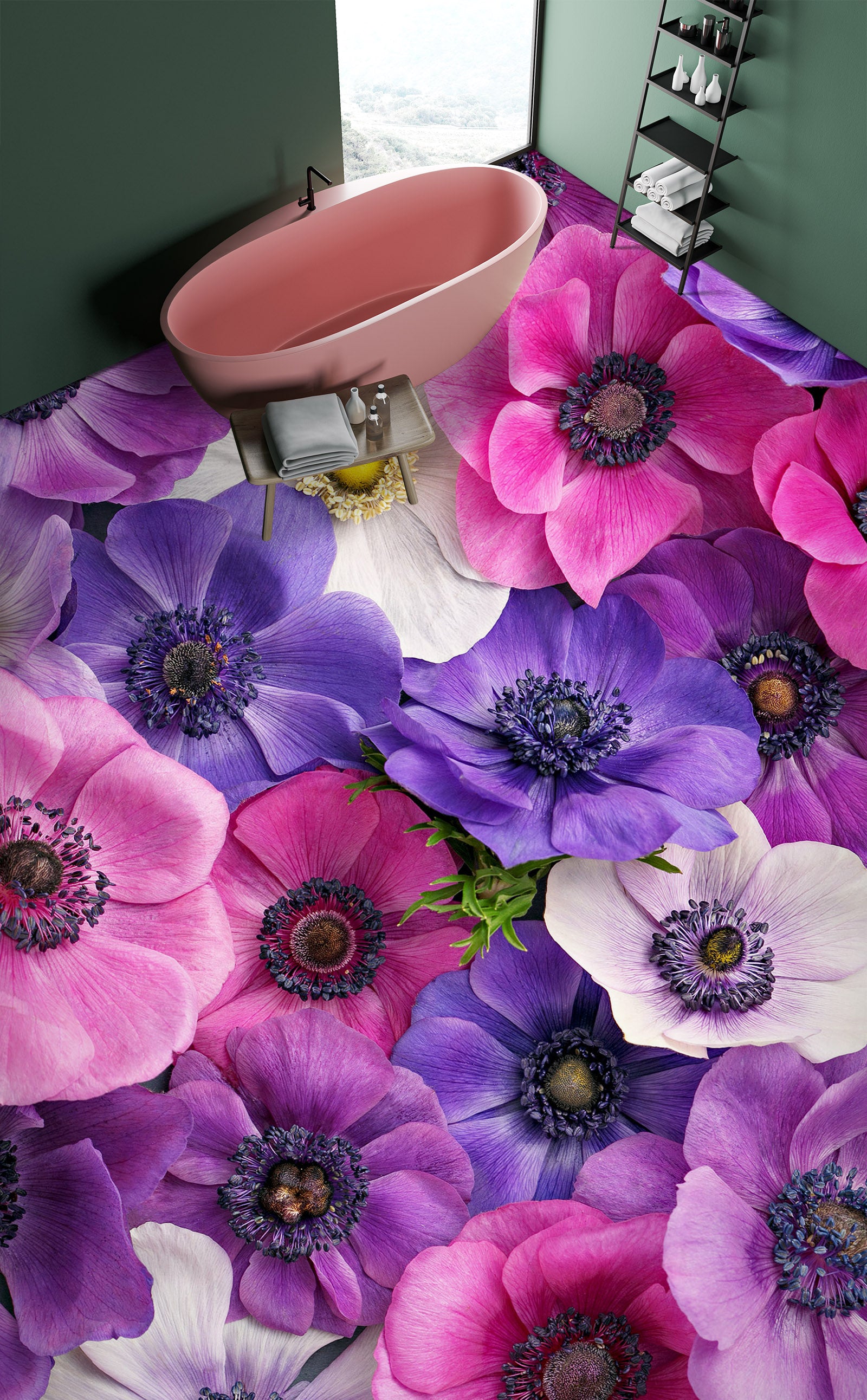 3D Anemone 398 Floor Mural  Wallpaper Murals Rug & Mat Print Epoxy waterproof bath floor