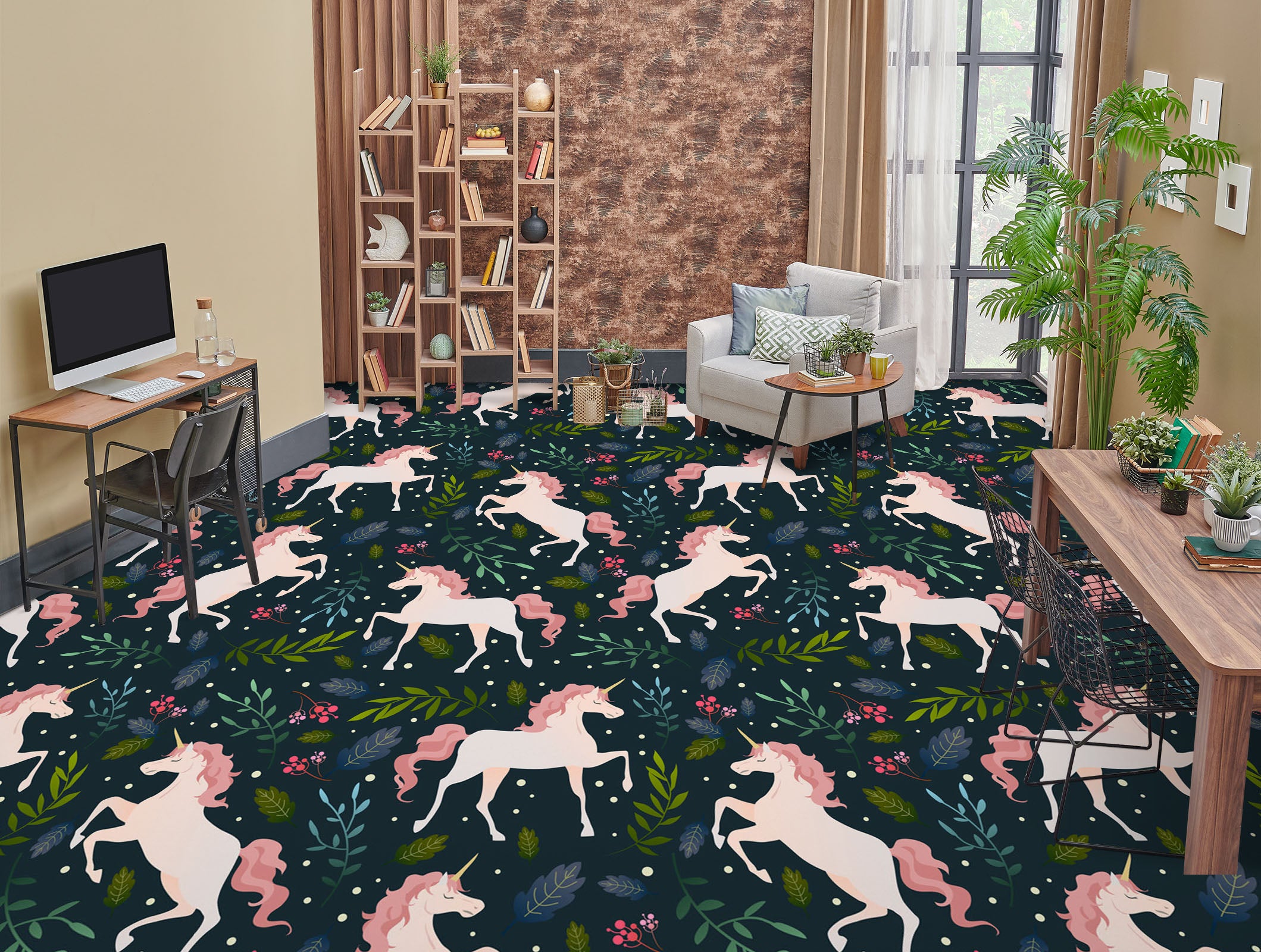 3D Graceful Unicorns 1246 Floor Mural  Wallpaper Murals Self-Adhesive Removable Print Epoxy