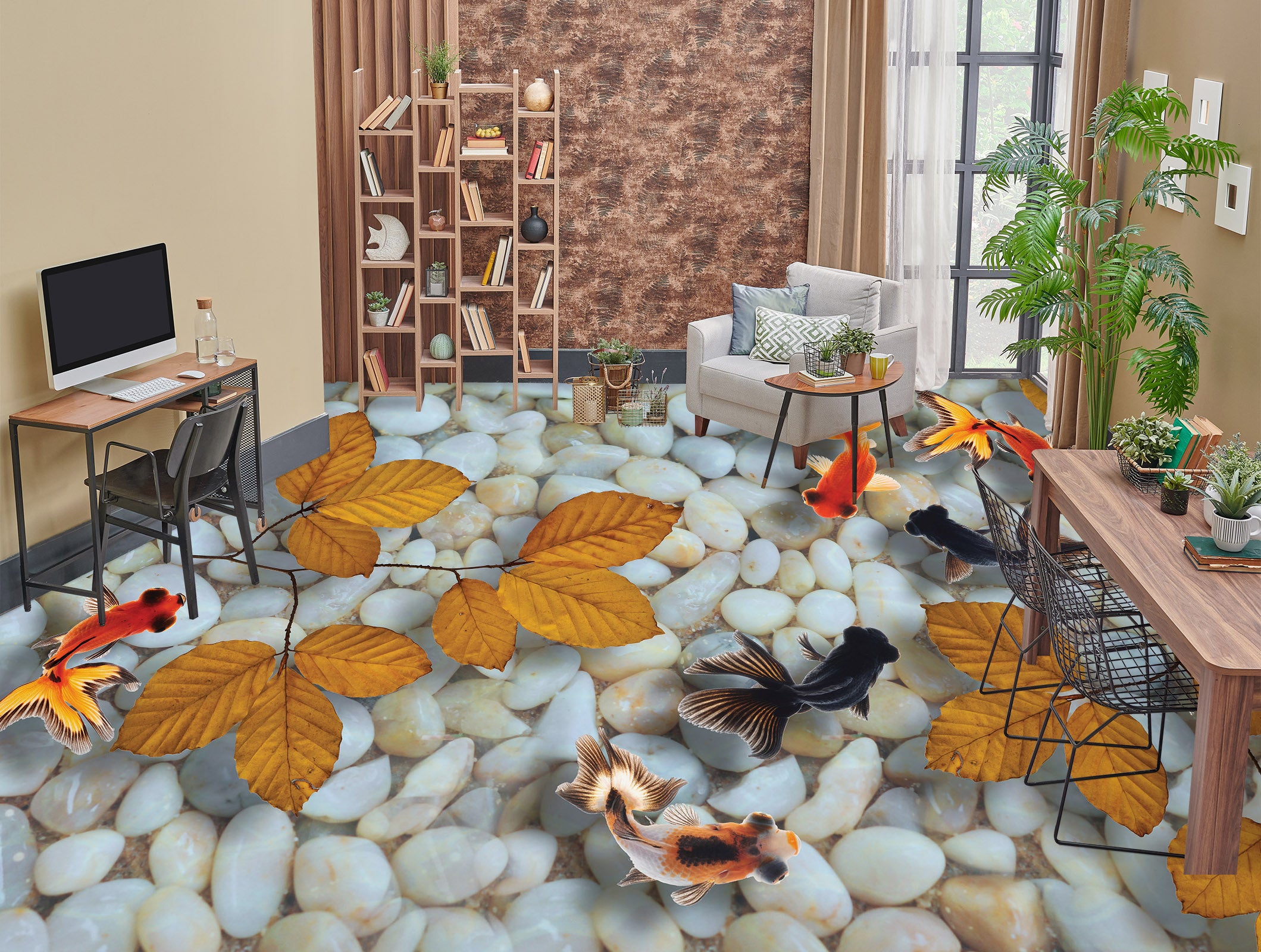 3D Fall Leaves Over Water 227 Floor Mural  Wallpaper Murals Rug & Mat Print Epoxy waterproof bath floor
