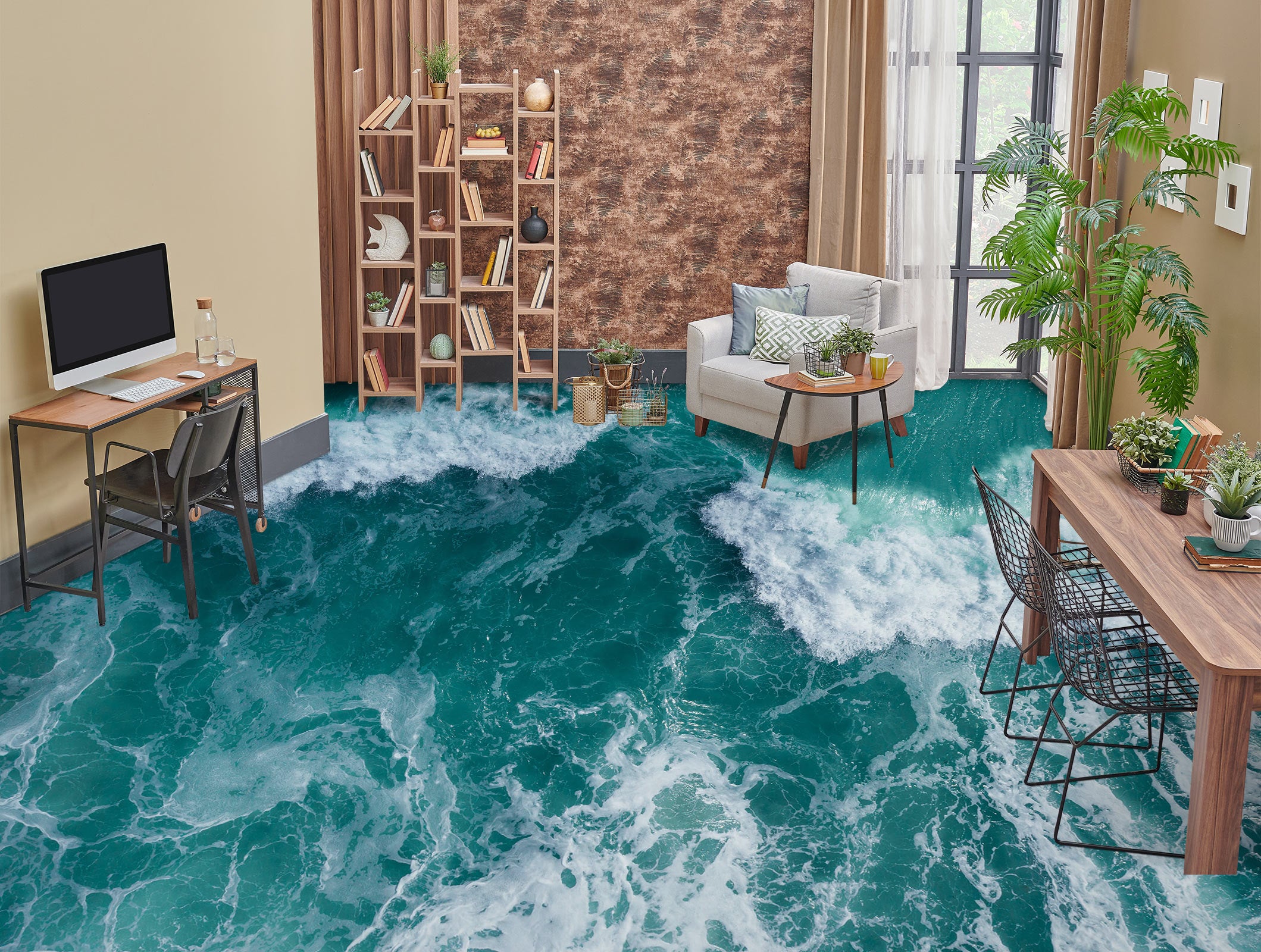 3D Natural Waves 413 Floor Mural  Wallpaper Murals Rug & Mat Print Epoxy waterproof bath floor