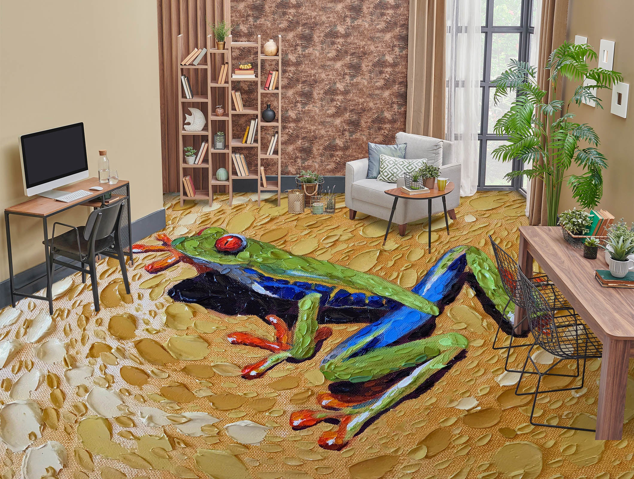 3D Frog 102178 Dena Tollefson Floor Mural  Wallpaper Murals Self-Adhesive Removable Print Epoxy