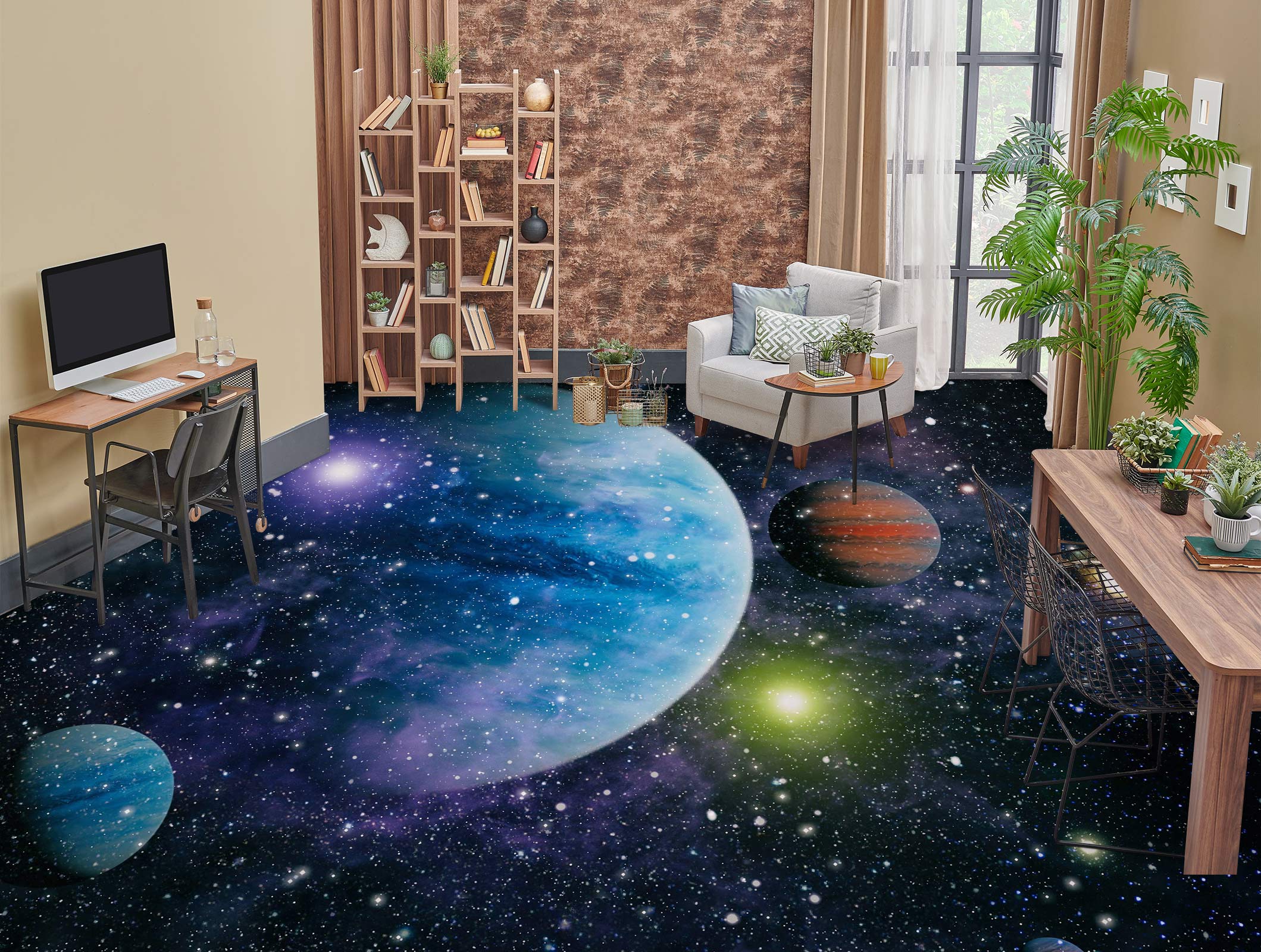 3D Blue Planets 094 Floor Mural  Wallpaper Murals Rug & Mat Print Epoxy waterproof bath floor