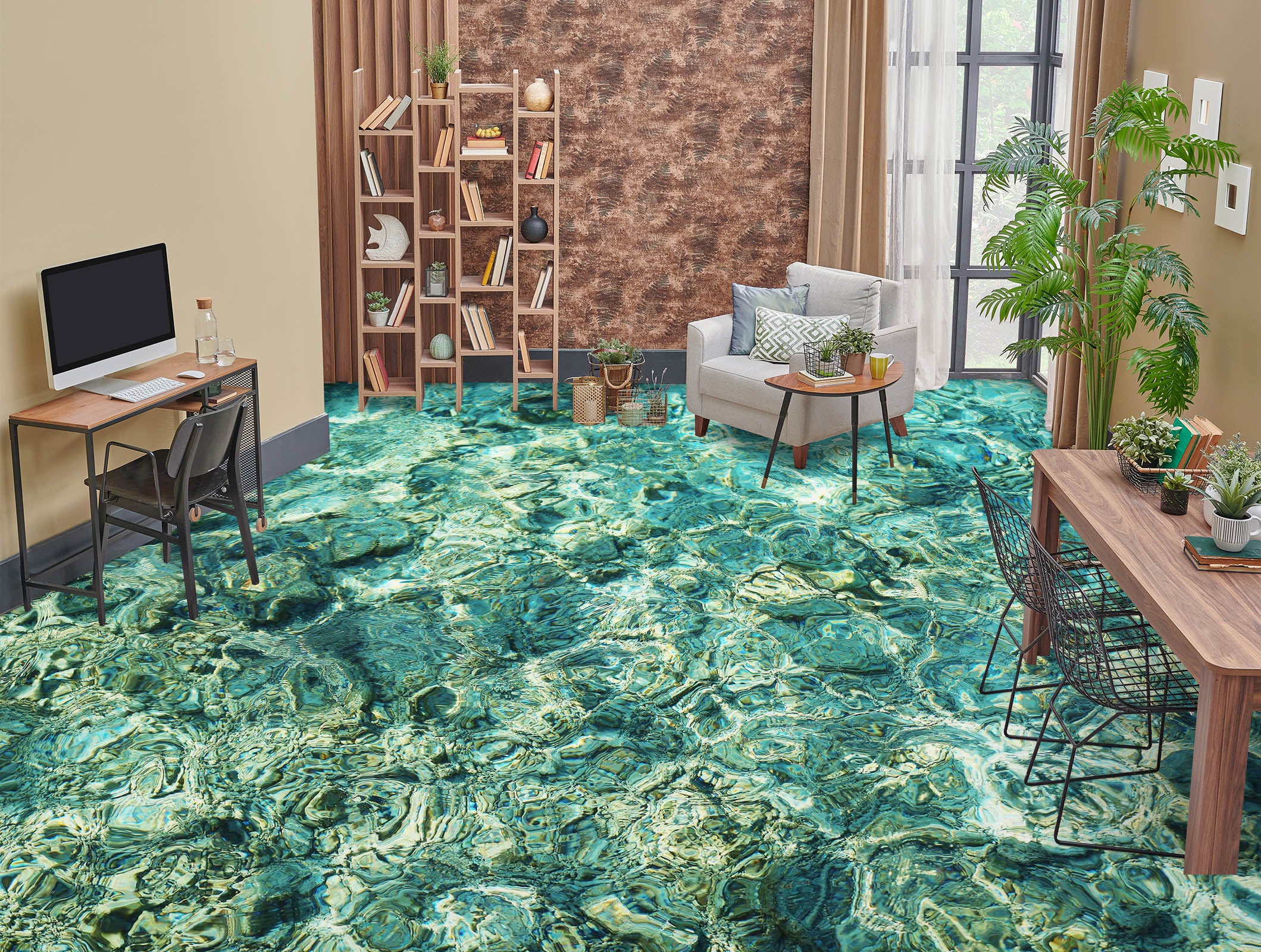 3D Art Green Sea 324 Floor Mural  Wallpaper Murals Rug & Mat Print Epoxy waterproof bath floor