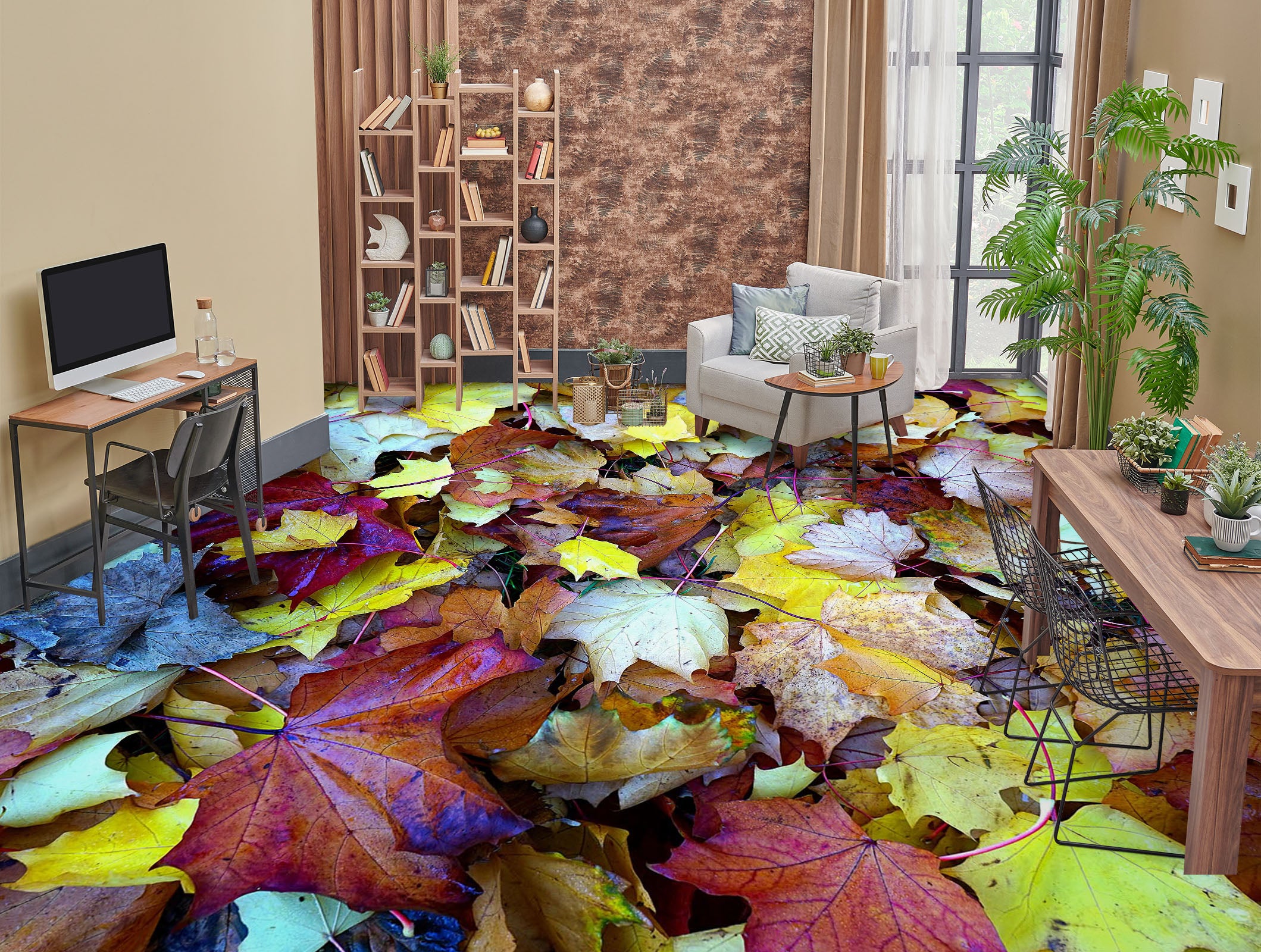 3D Chic Purple Maple Leaves 1497 Floor Mural  Wallpaper Murals Self-Adhesive Removable Print Epoxy