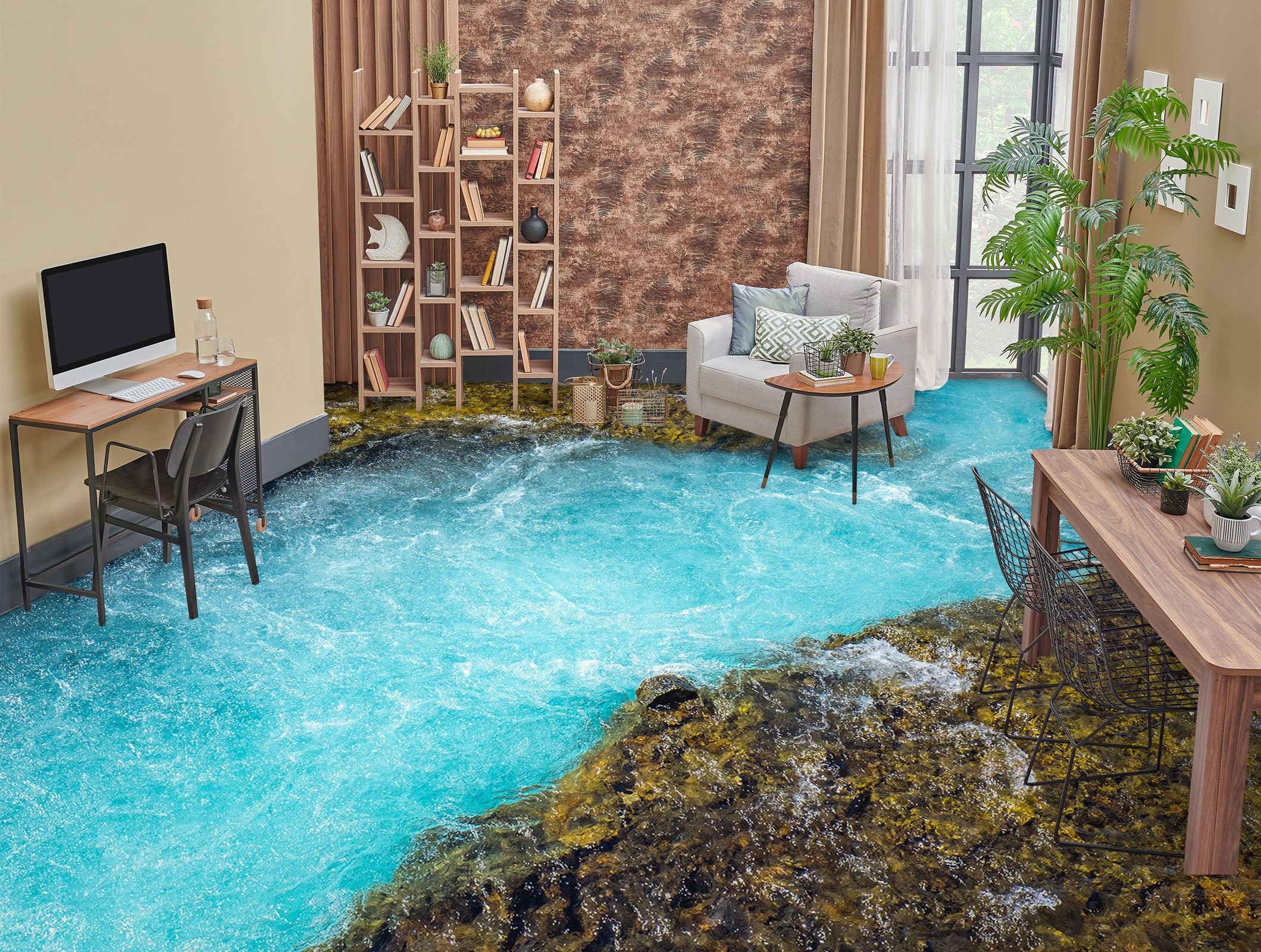 3D Wide Blue River 1446 Floor Mural  Wallpaper Murals Self-Adhesive Removable Print Epoxy