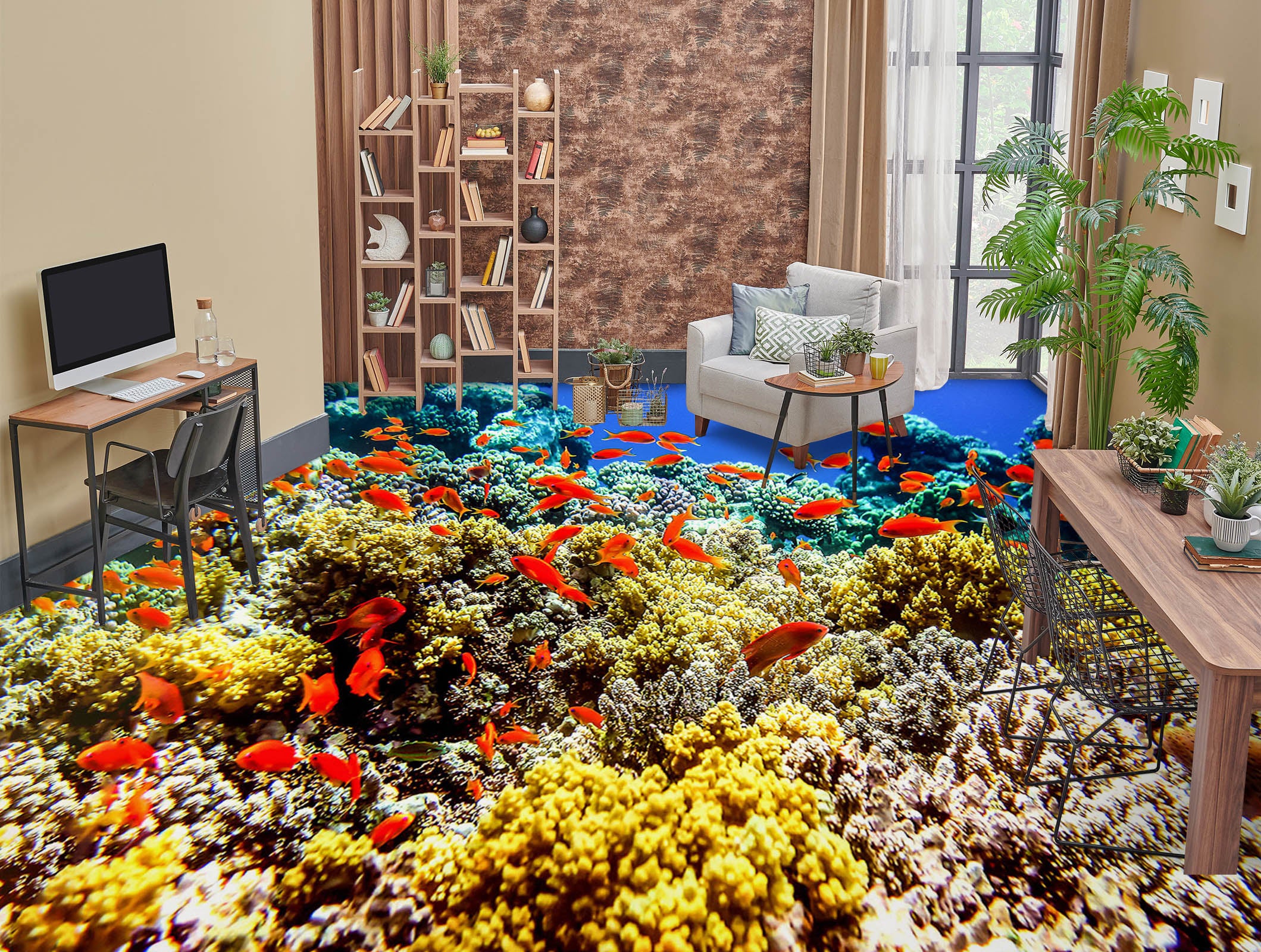 3D Rich Orange Fish 781 Floor Mural  Wallpaper Murals Rug & Mat Print Epoxy waterproof bath floor