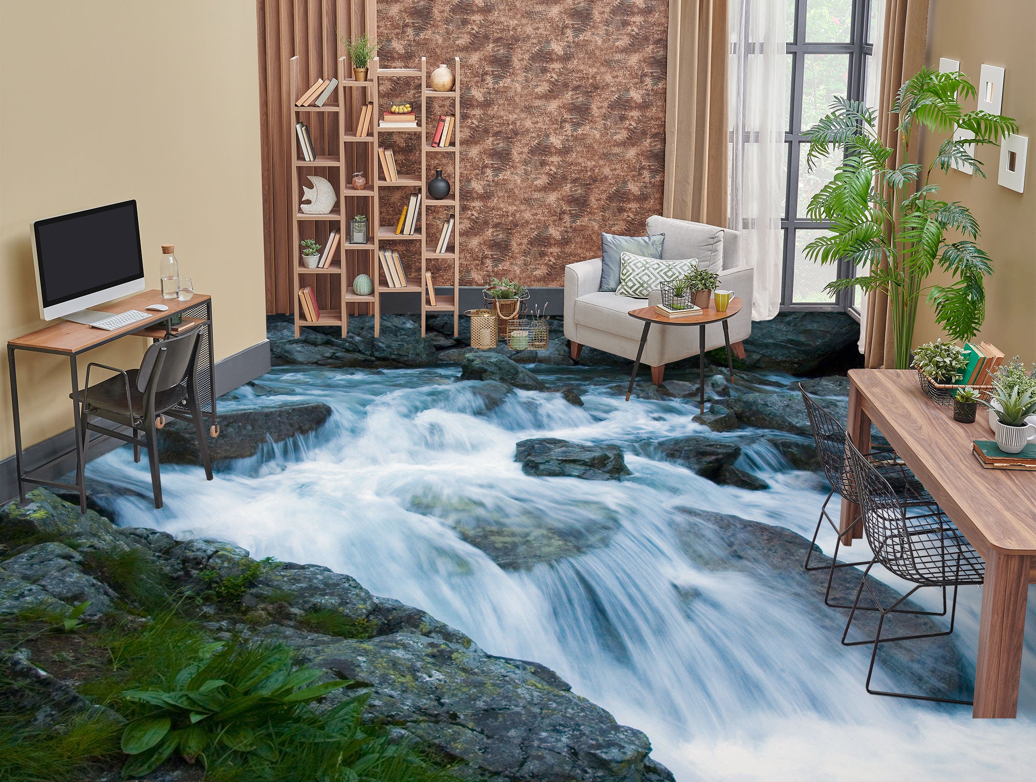 3D Nature Waterfall 607 Floor Mural  Wallpaper Murals Rug & Mat Print Epoxy waterproof bath floor