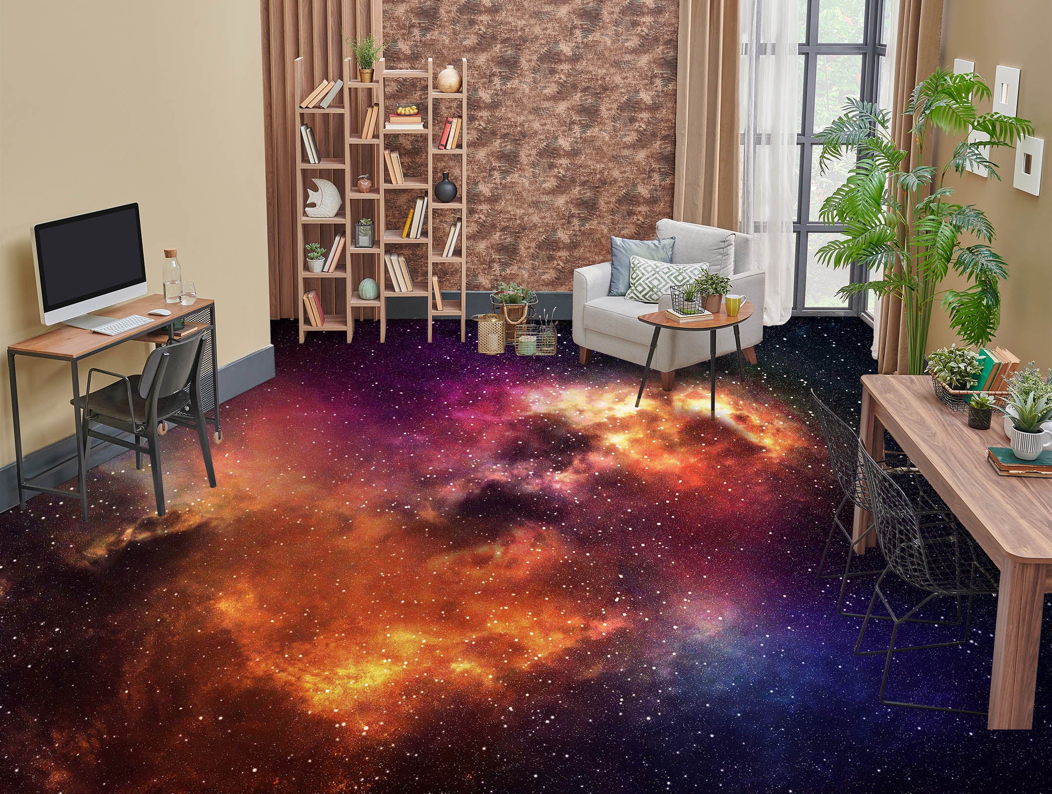 3D Two-color Cosmic Art 1209 Floor Mural  Wallpaper Murals Self-Adhesive Removable Print Epoxy