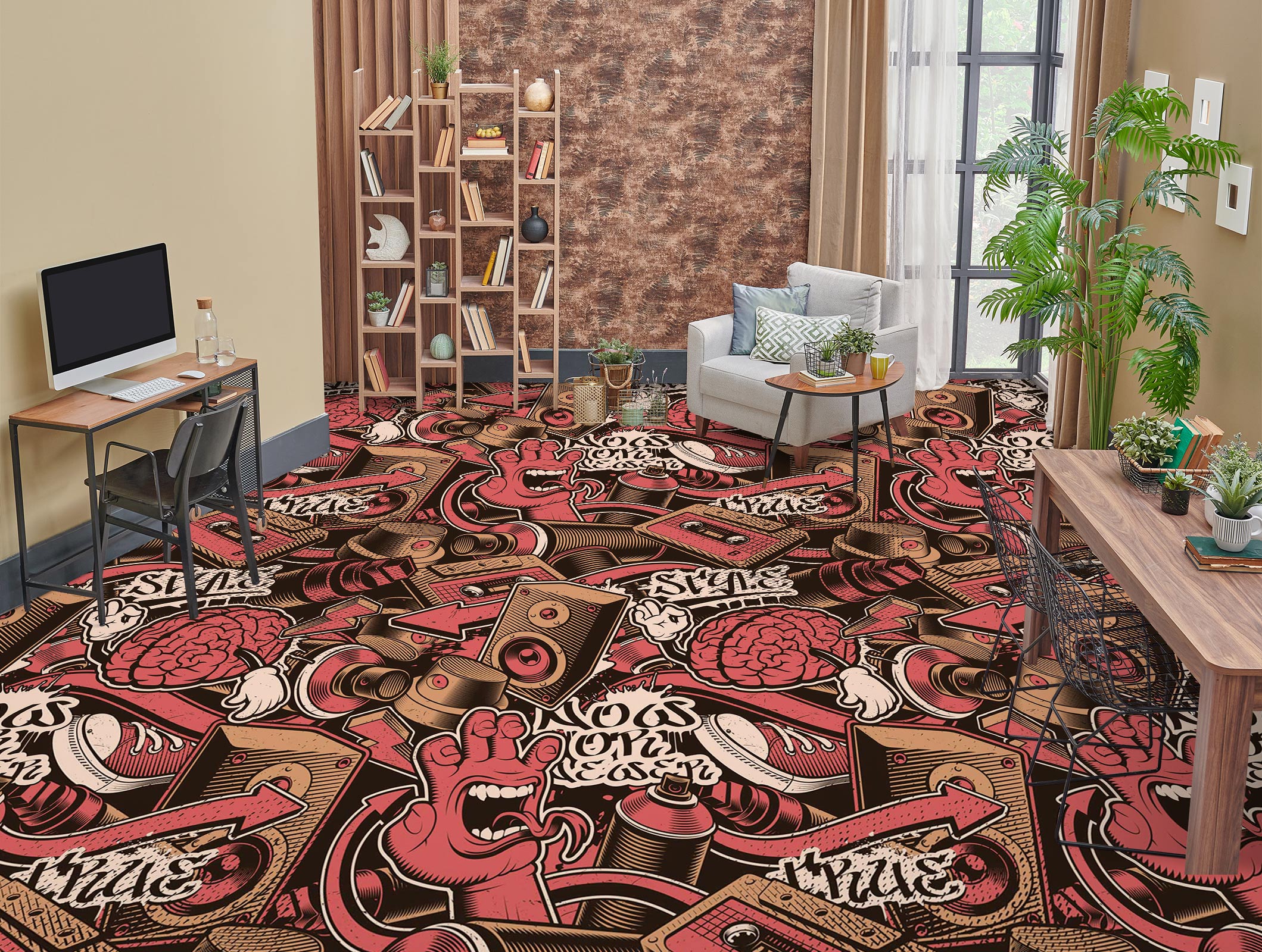 3D Red Hand Monster 1106 Floor Mural  Wallpaper Murals Self-Adhesive Removable Print Epoxy