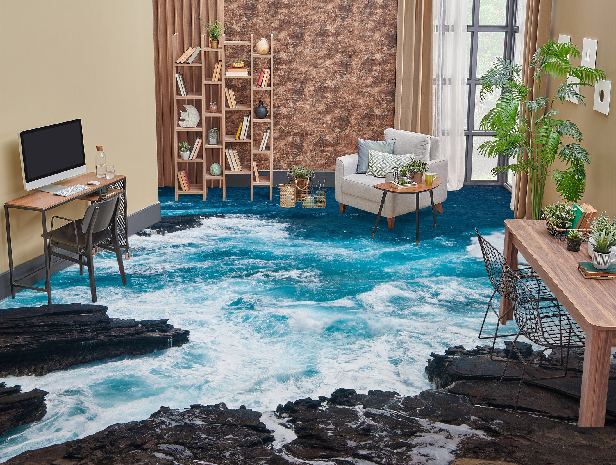 3D Black Reef 037 Floor Mural  Wallpaper Murals Rug & Mat Print Epoxy waterproof bath floor