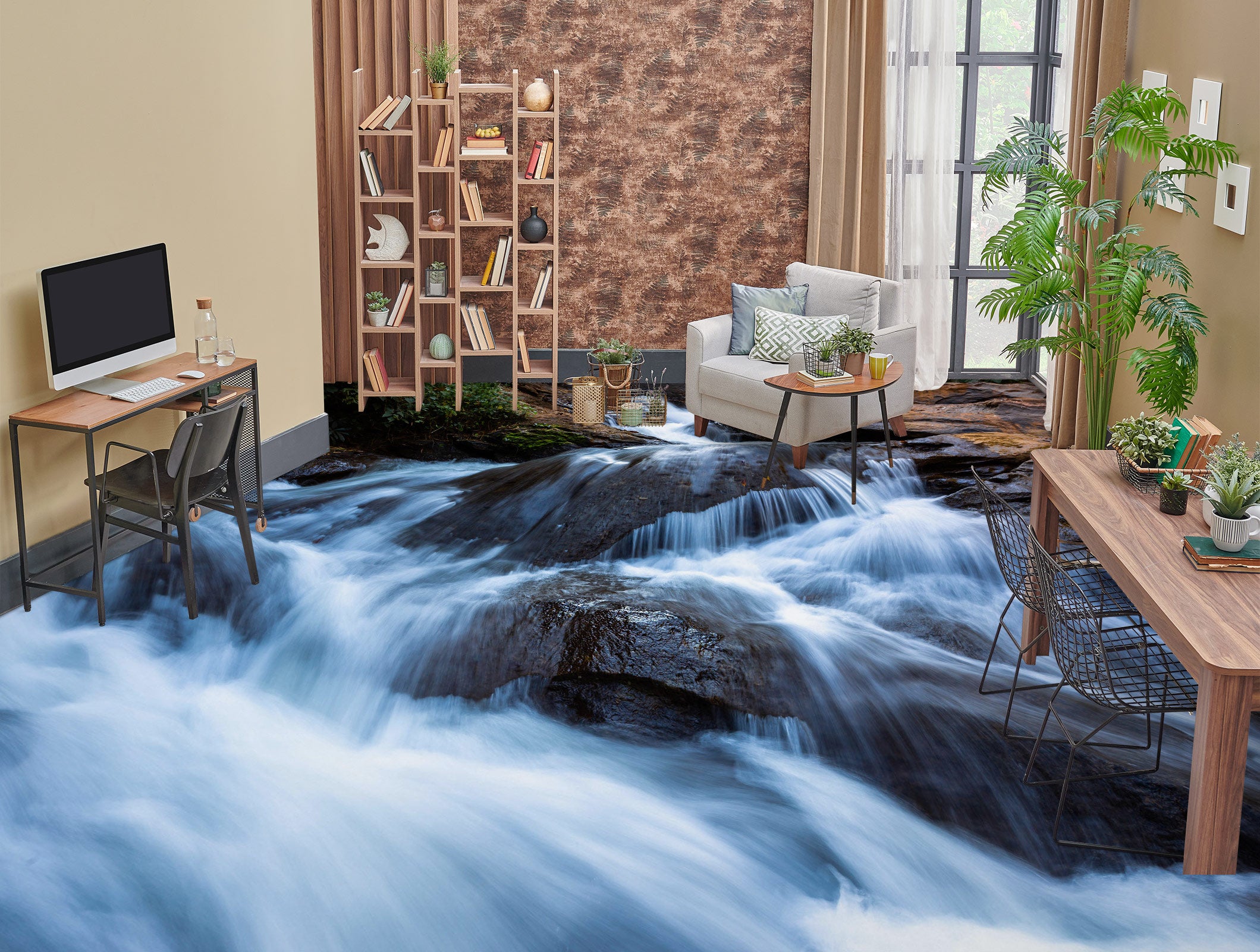 3D Meandering Water 1080 Floor Mural