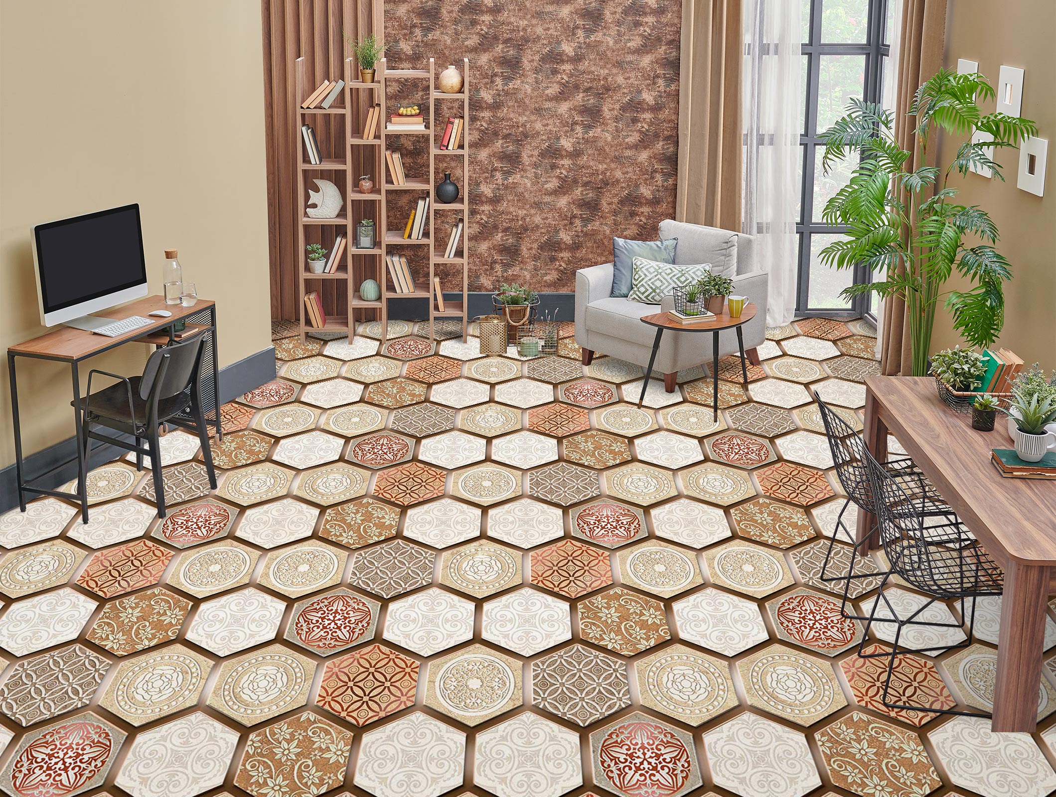 3D Elegant Hexagons 433 Floor Mural  Wallpaper Murals Rug & Mat Print Epoxy waterproof bath floor