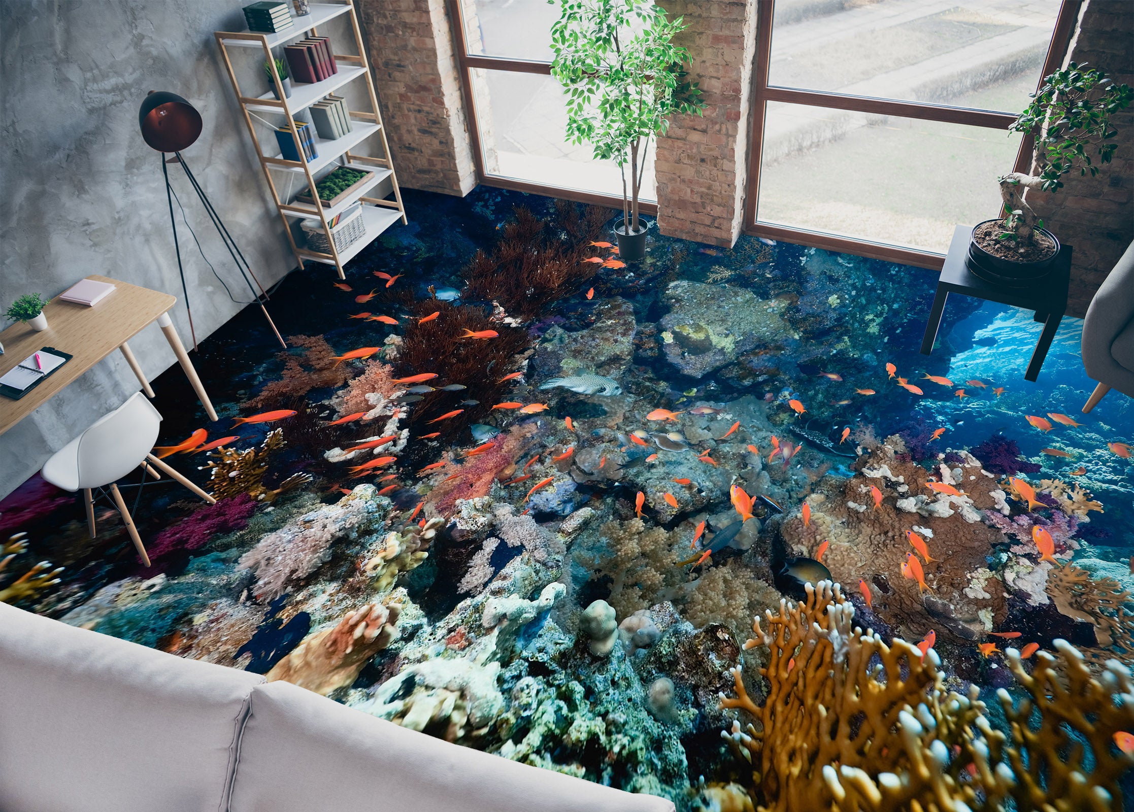 3D Little Red Fish 005 Floor Mural  Wallpaper Murals Rug & Mat Print Epoxy waterproof bath floor