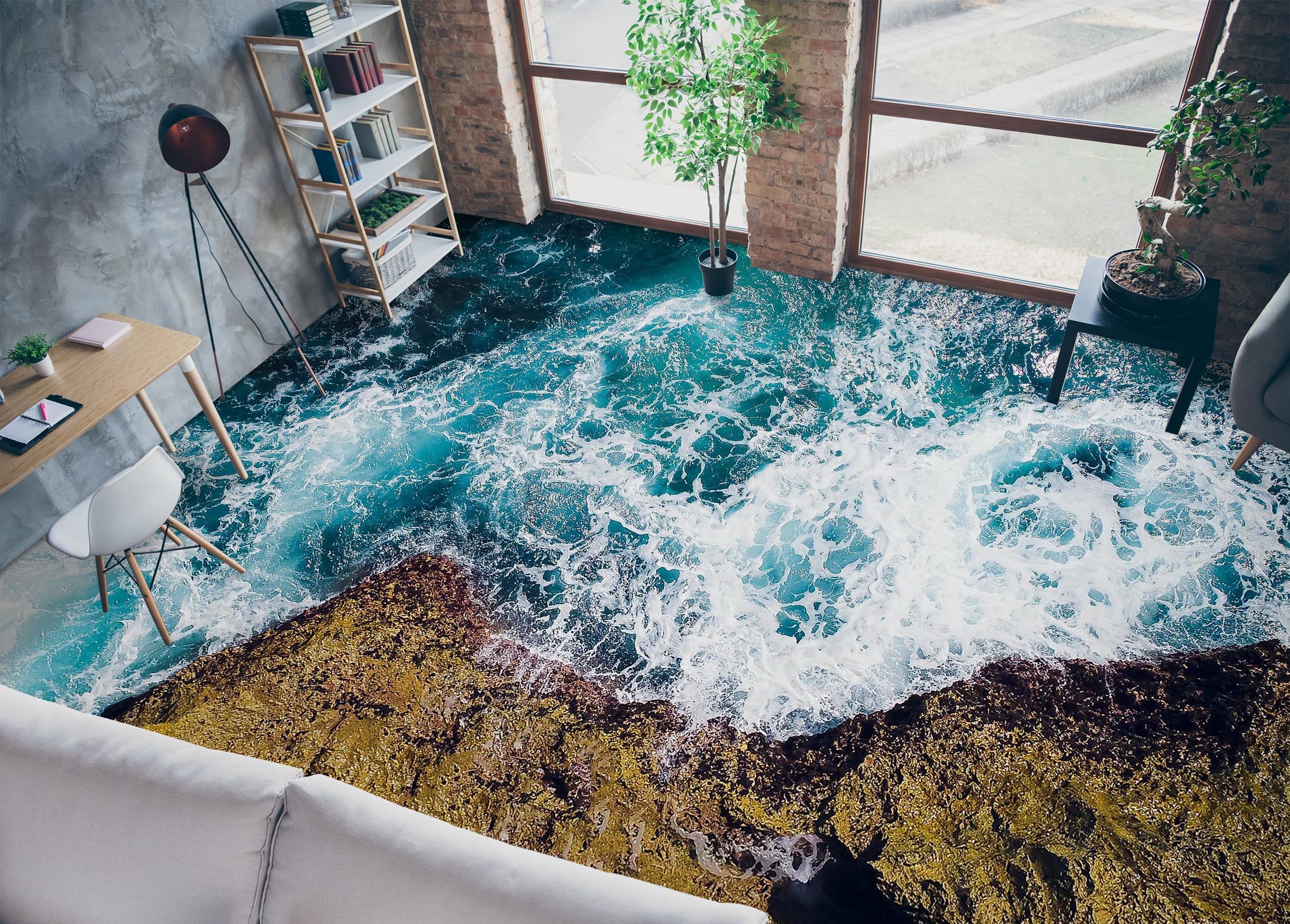 3D Fierce Wave Collision 725 Floor Mural  Wallpaper Murals Rug & Mat Print Epoxy waterproof bath floor