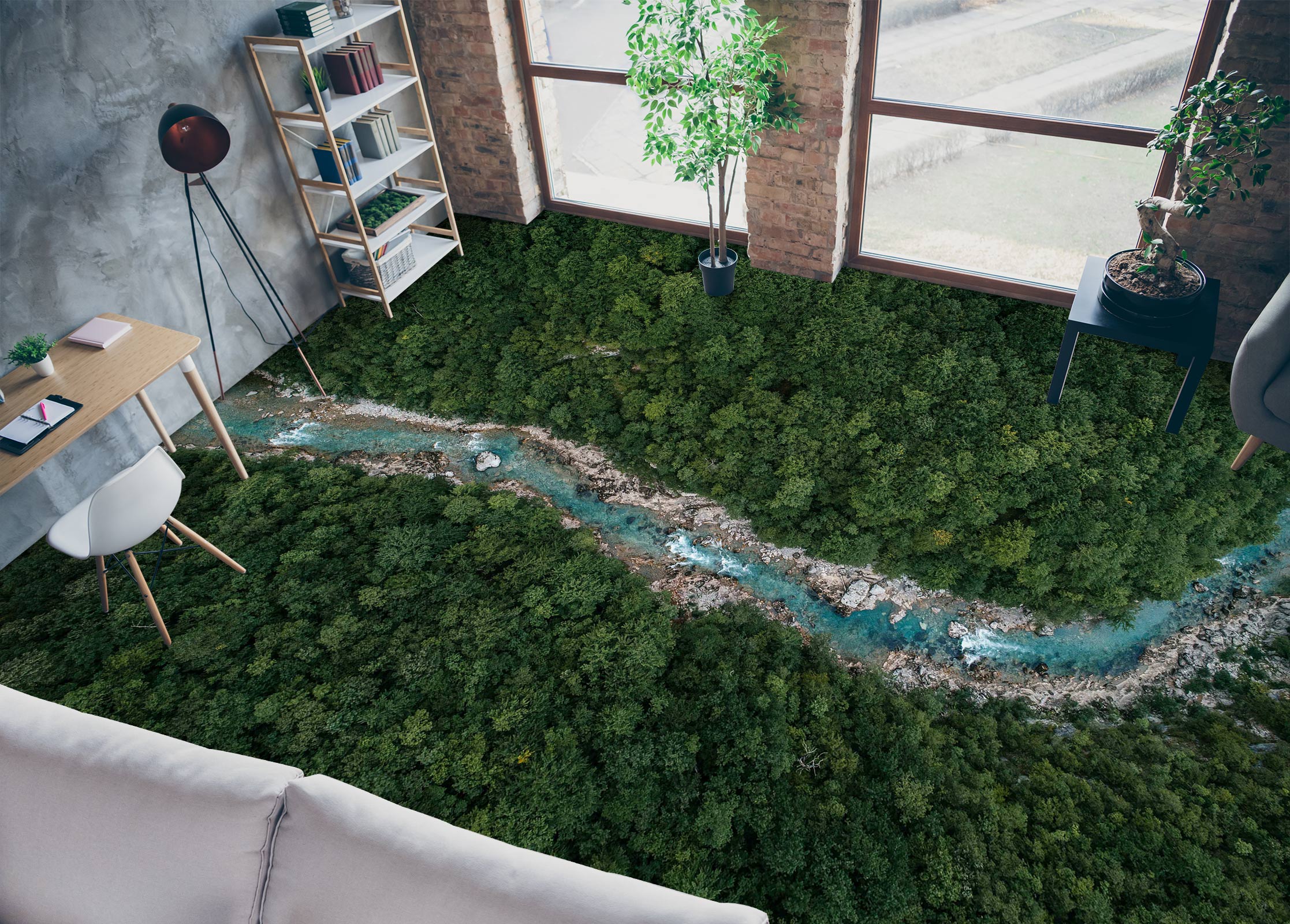 3D Long Blue River 096 Floor Mural  Wallpaper Murals Rug & Mat Print Epoxy waterproof bath floor