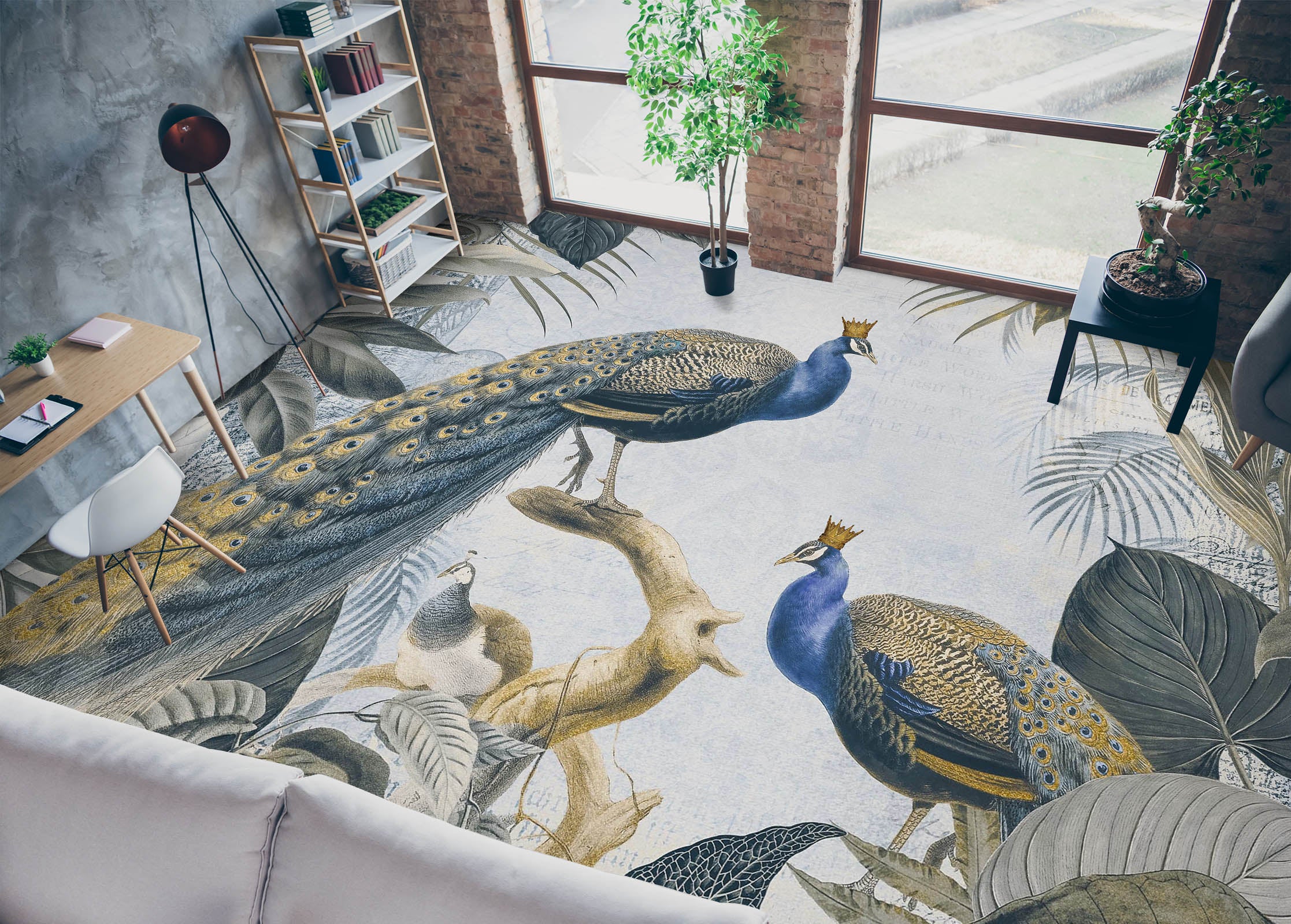 3D Peacock 104142 Andrea Haase Floor Mural  Wallpaper Murals Self-Adhesive Removable Print Epoxy