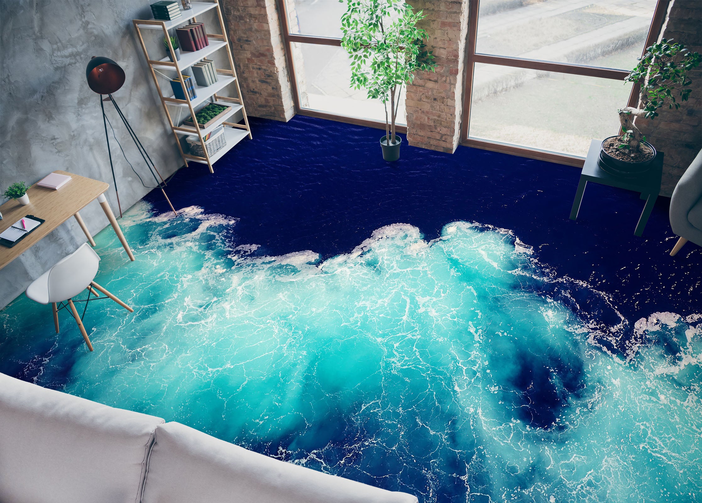 3D Intense Deep Blue Waves 556 Floor Mural  Wallpaper Murals Rug & Mat Print Epoxy waterproof bath floor